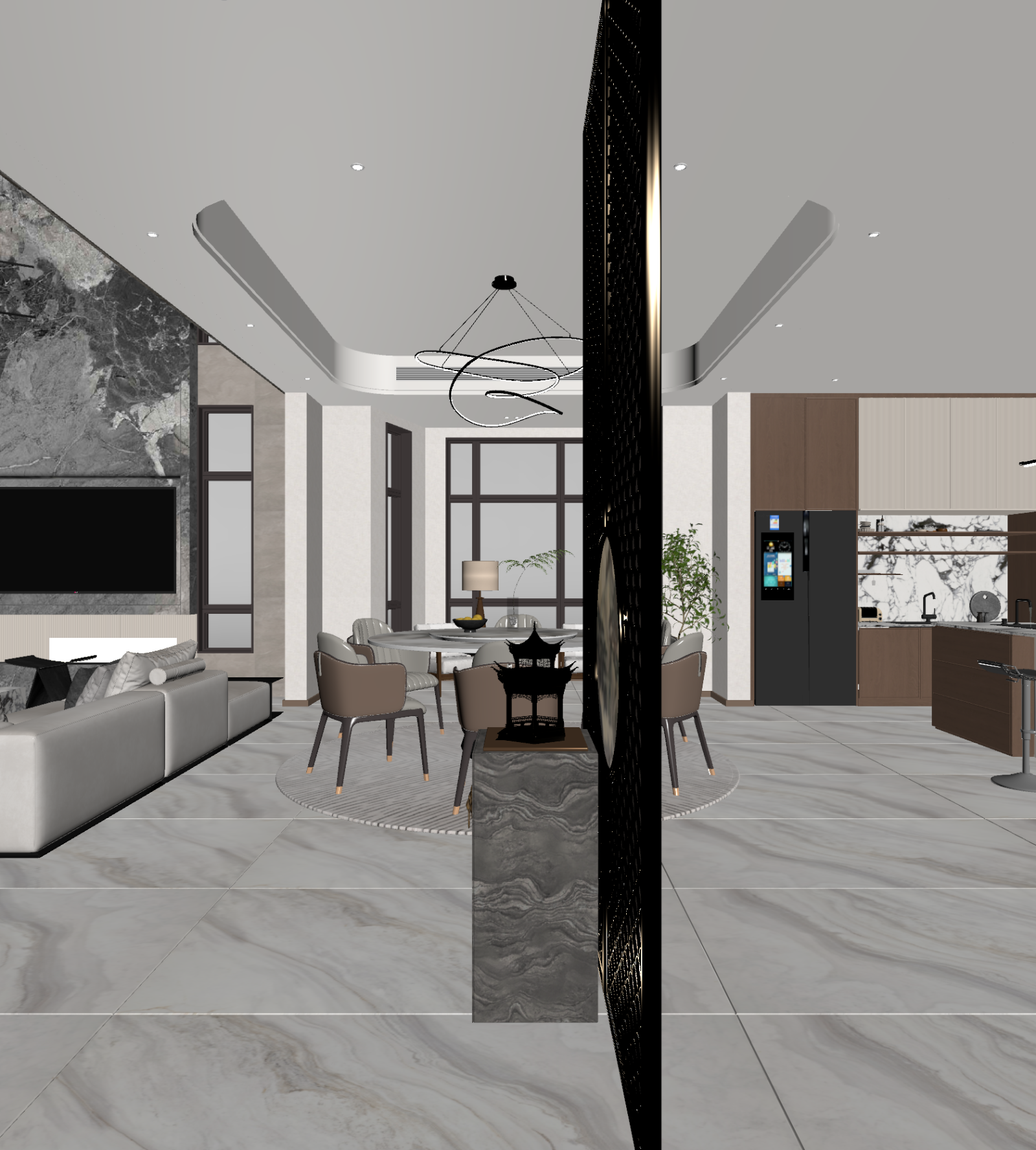 现代客餐厅3D模型下载【ID:1221688422】