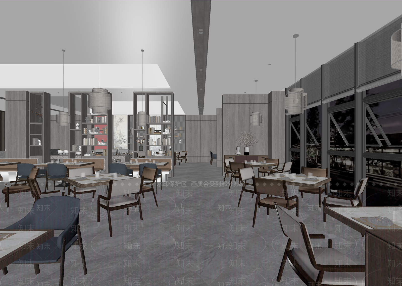 新中式咖啡厅3D模型下载【ID:1214678836】