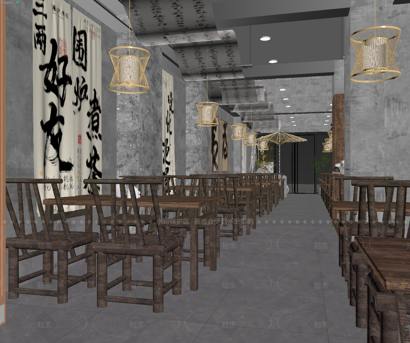 现代中餐厅3D模型下载【ID:1214614755】