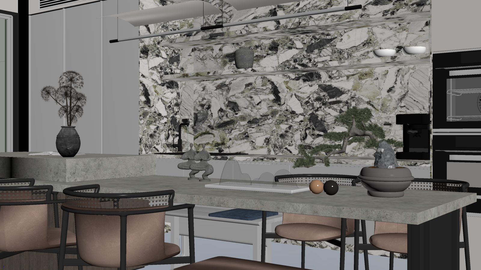 现代酒店餐厅3D模型下载【ID:1222019753】