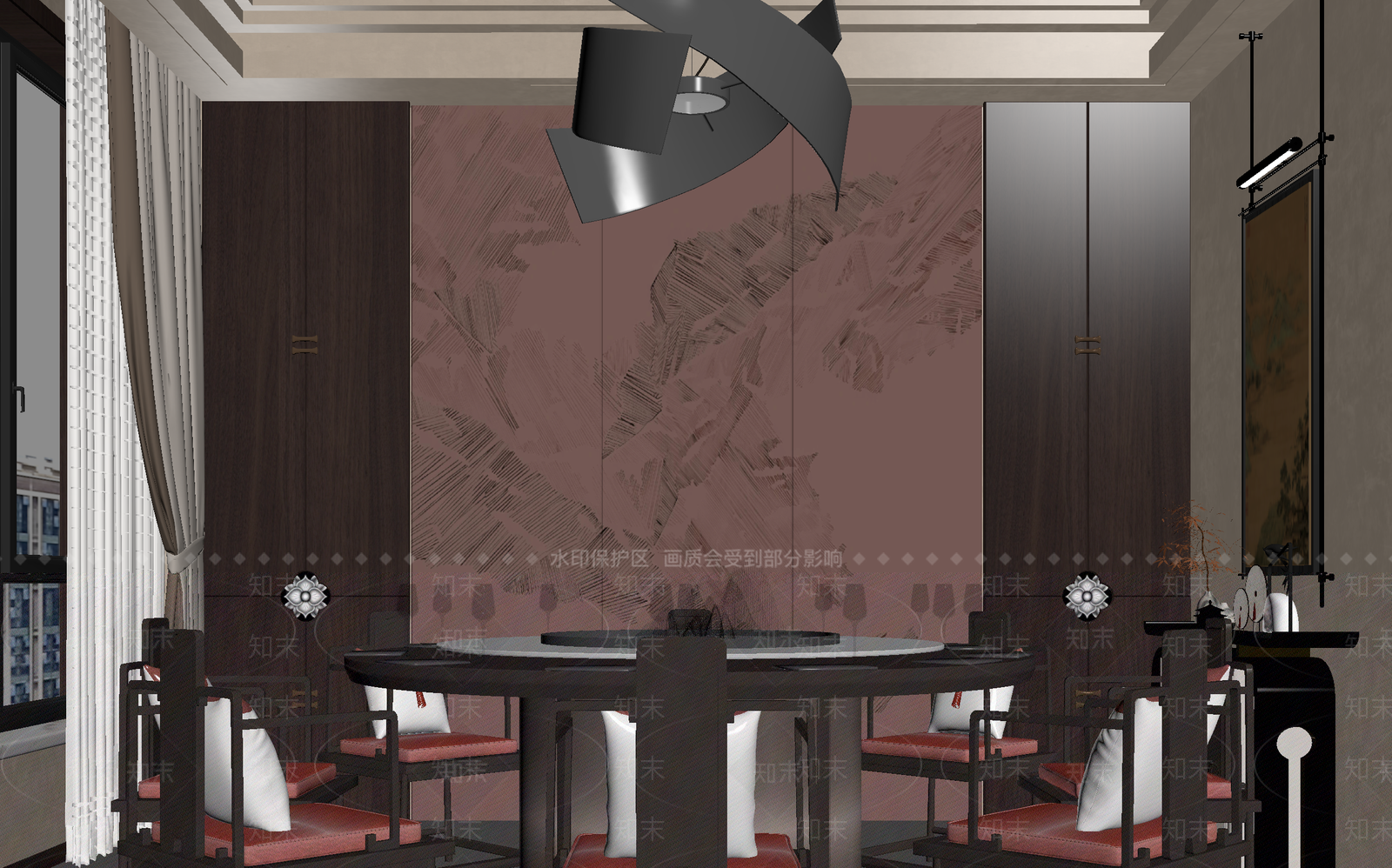 新中式包厢3D模型下载【ID:1214420000】
