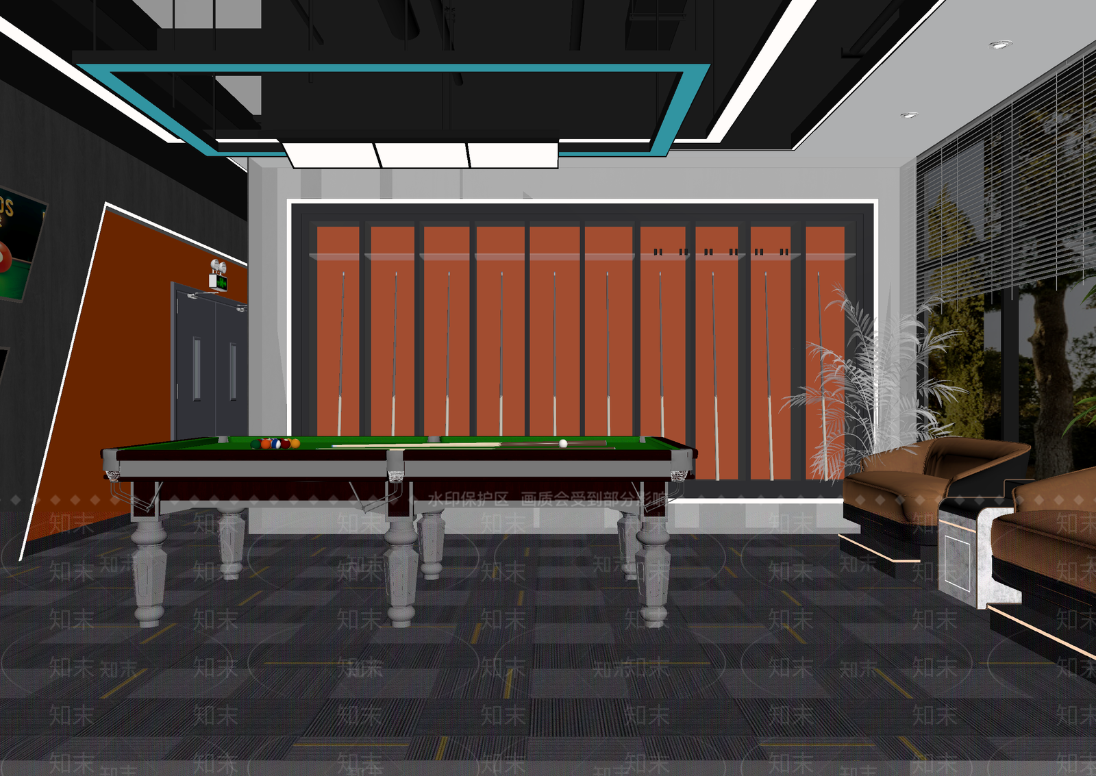 现代台球室3D模型下载【ID:1214059204】