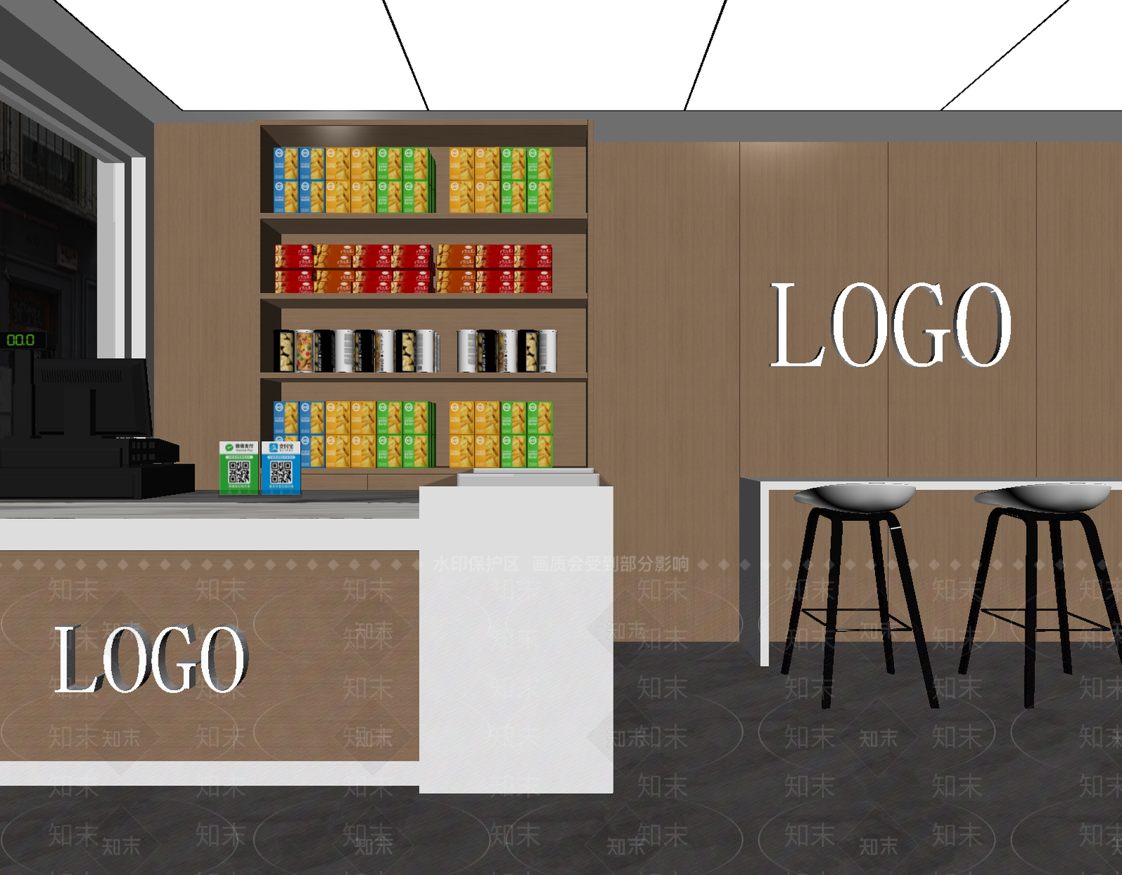 奶茶店3D模型下载【ID:1213960387】