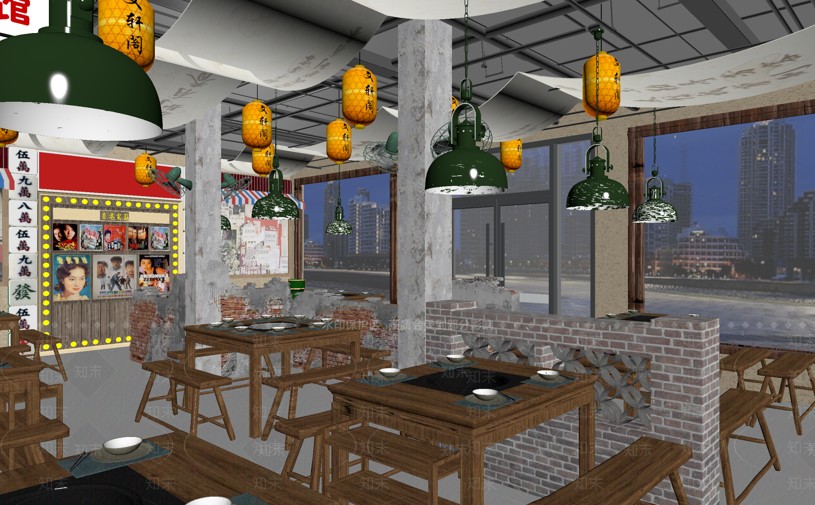 新中式火锅店3D模型下载【ID:1213995874】