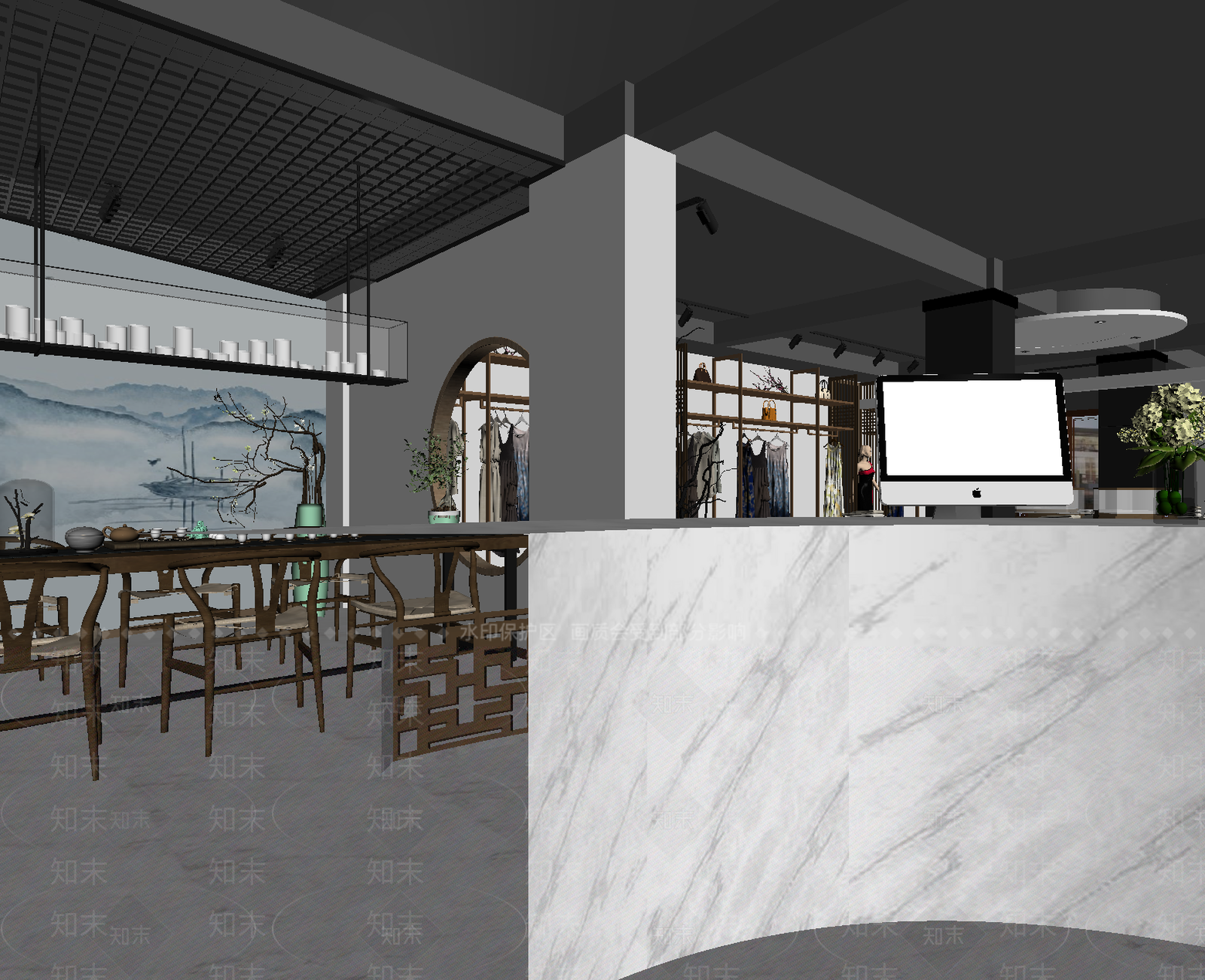 新中式茶馆3D模型下载【ID:1213930300】