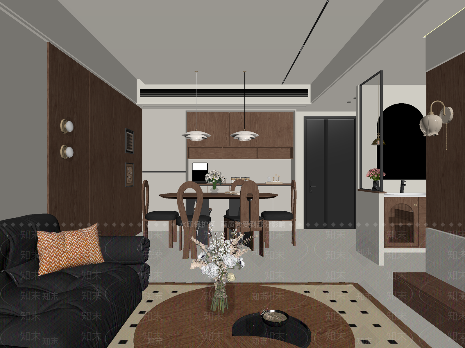 法式客餐厅3D模型下载【ID:1215182224】