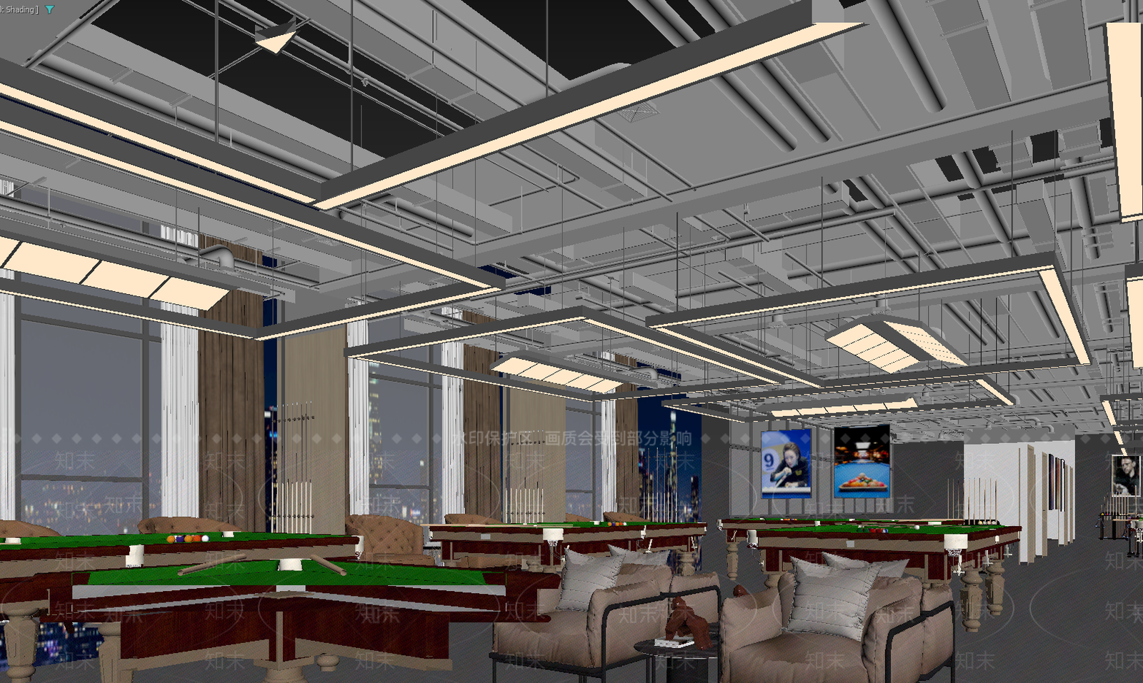 现代台球室3D模型下载【ID:1213897125】