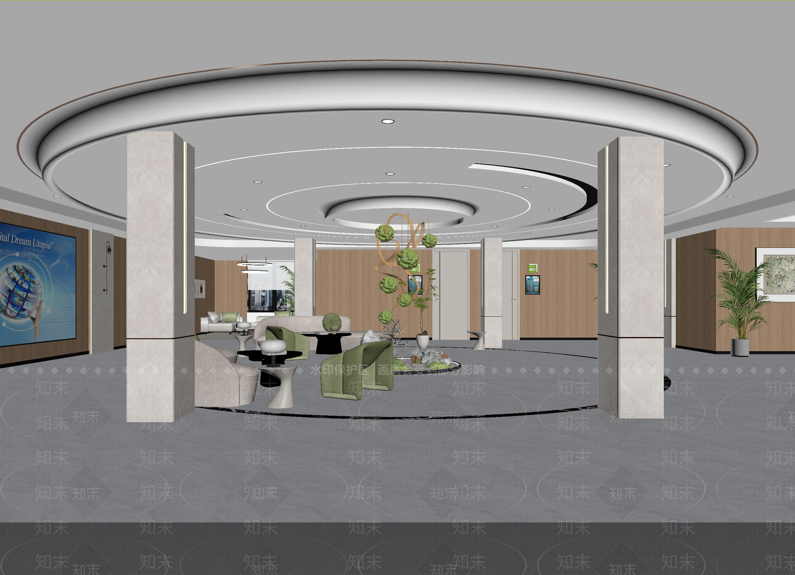 办公大厅3D模型下载【ID:1214087446】