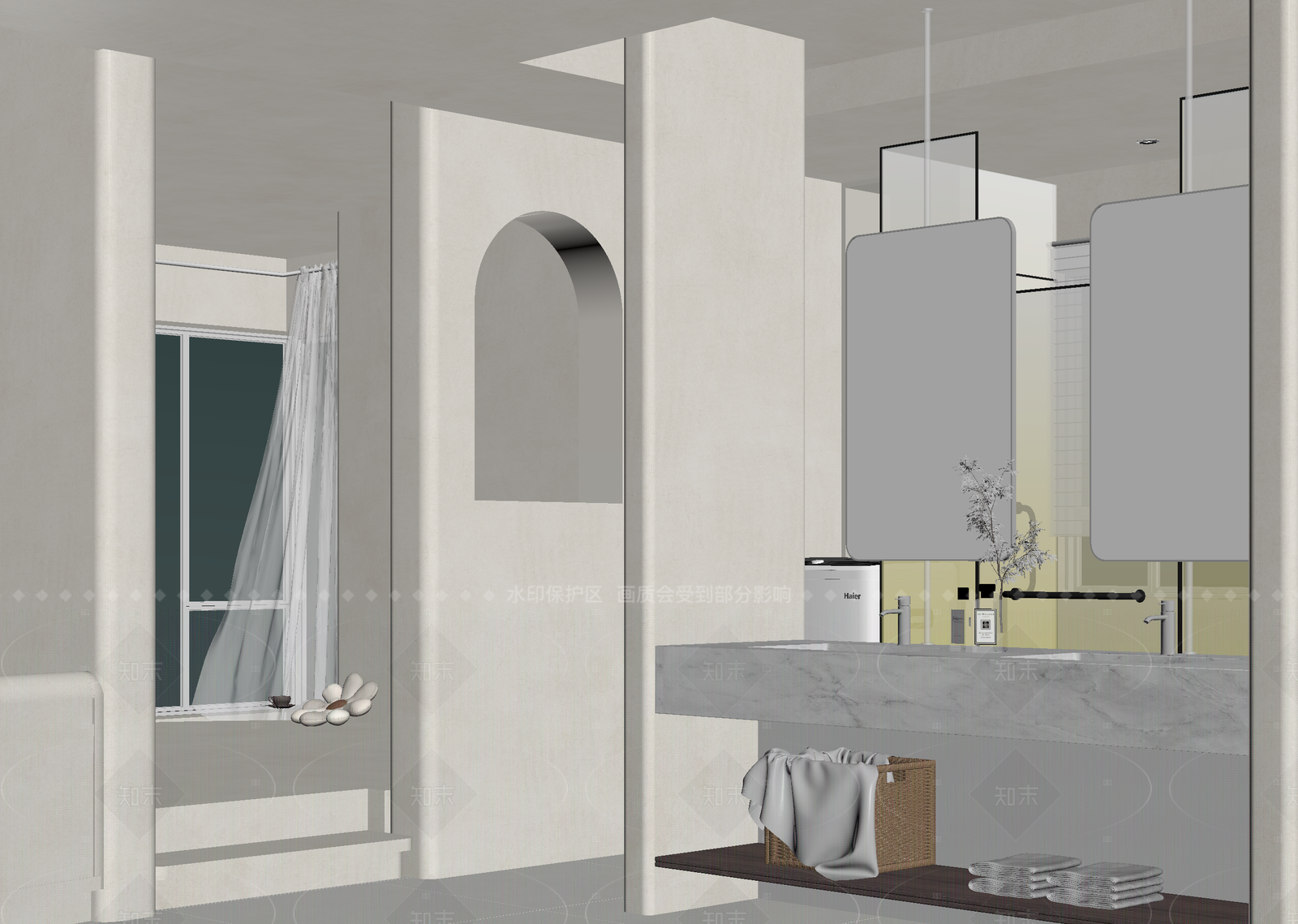 奶油卫生间3D模型下载【ID:1215919577】