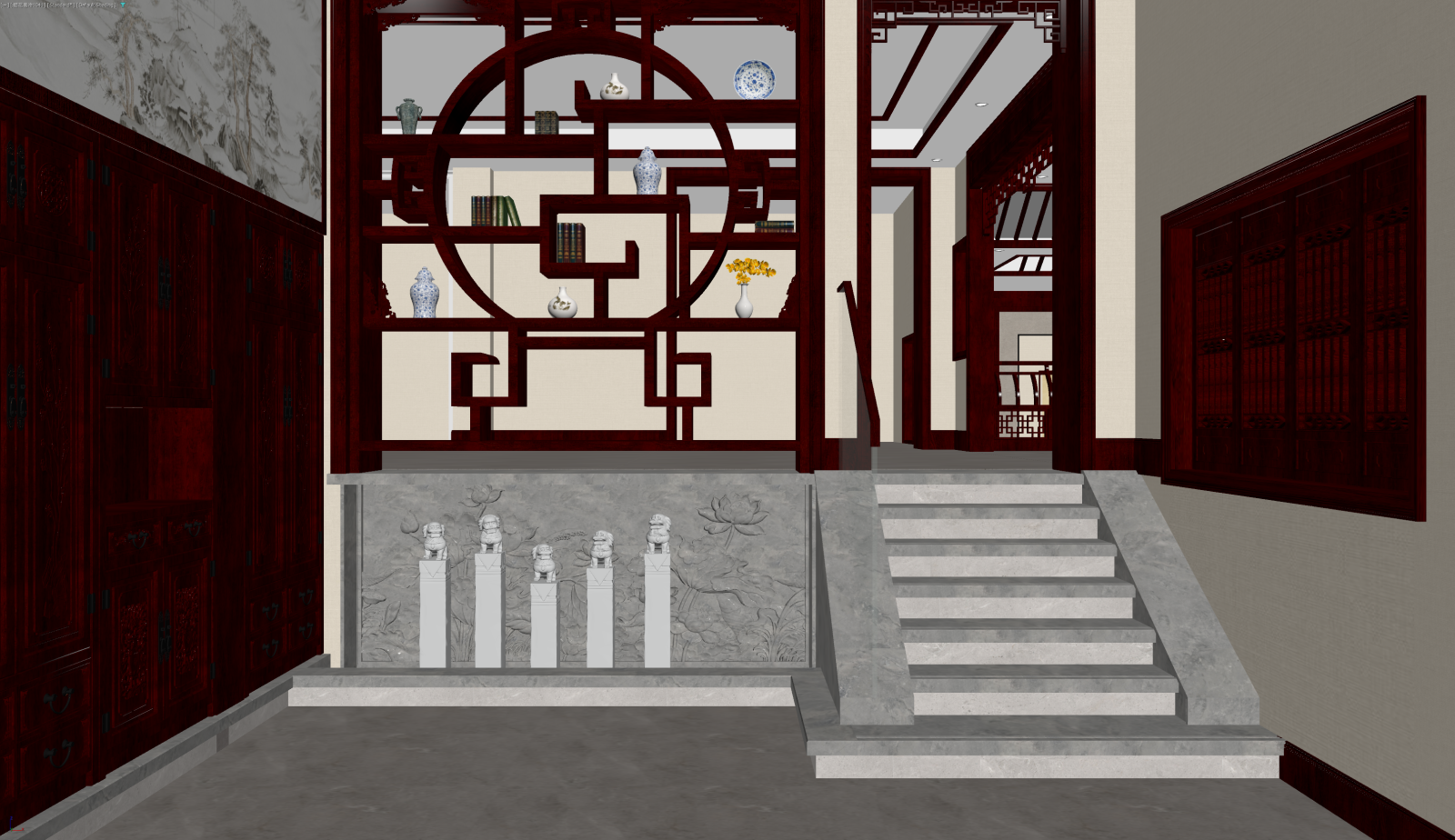 中式玄关3D模型下载【ID:1222023156】