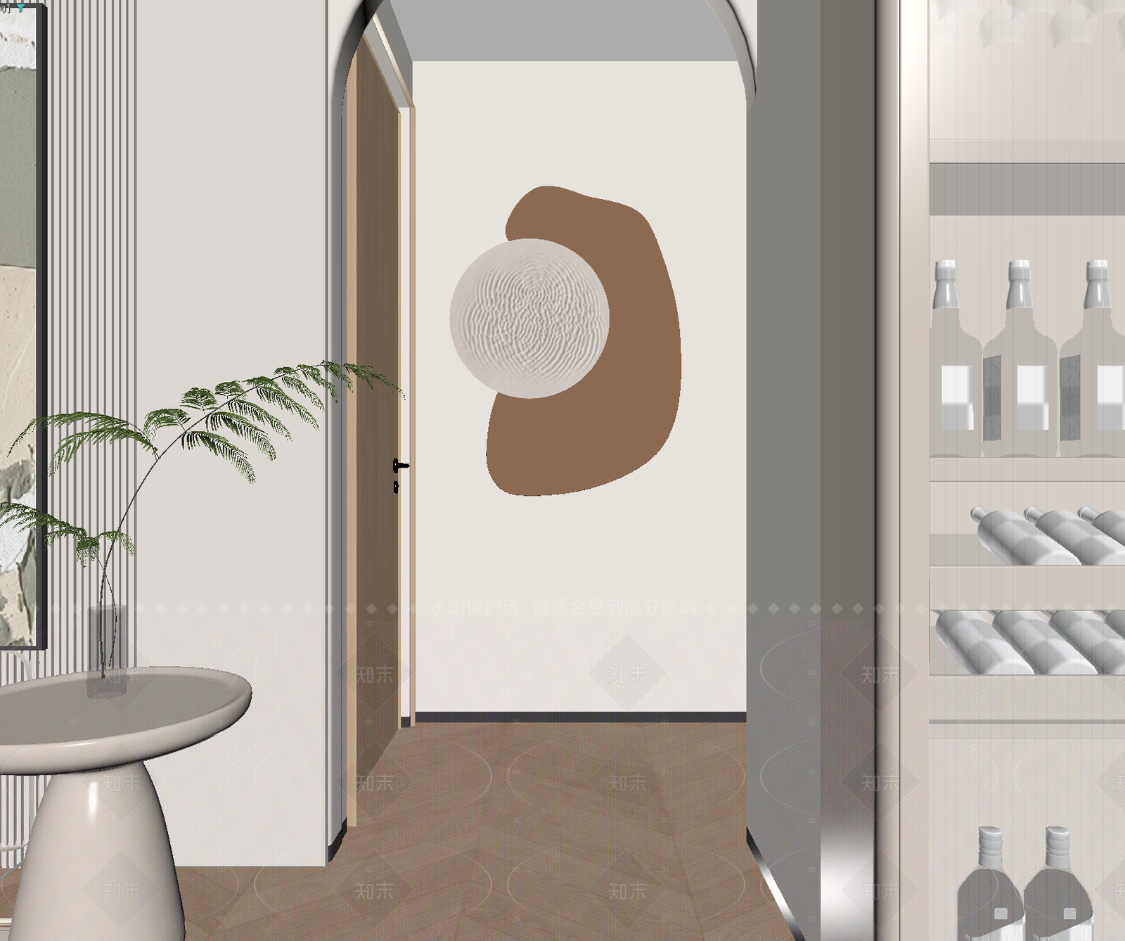原木玄关3D模型下载【ID:1214617923】