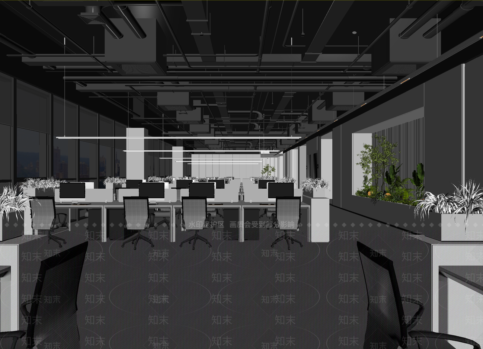 现代办公区3D模型下载【ID:1214657385】