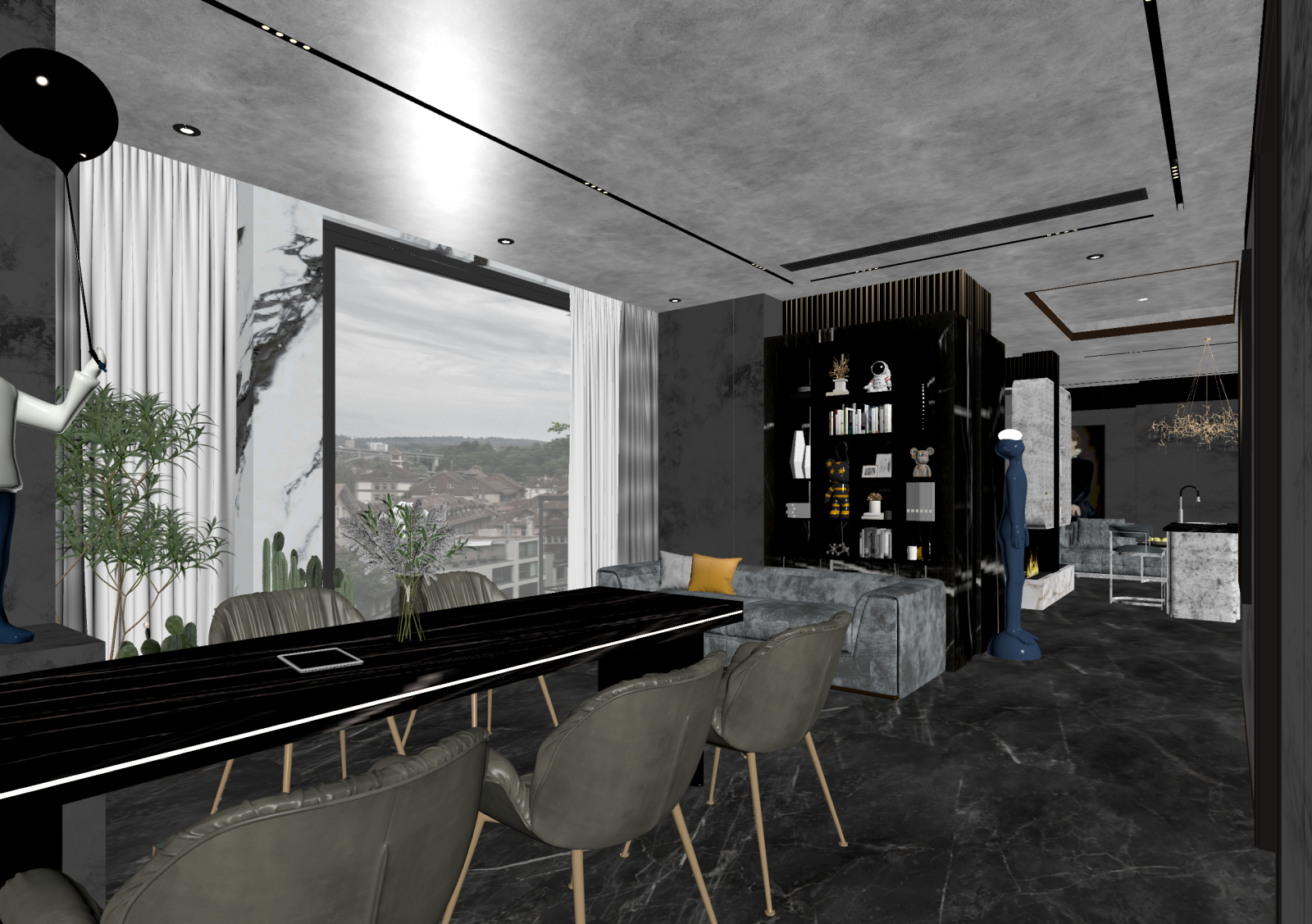 现代客餐厅3D模型下载【ID:1221633626】