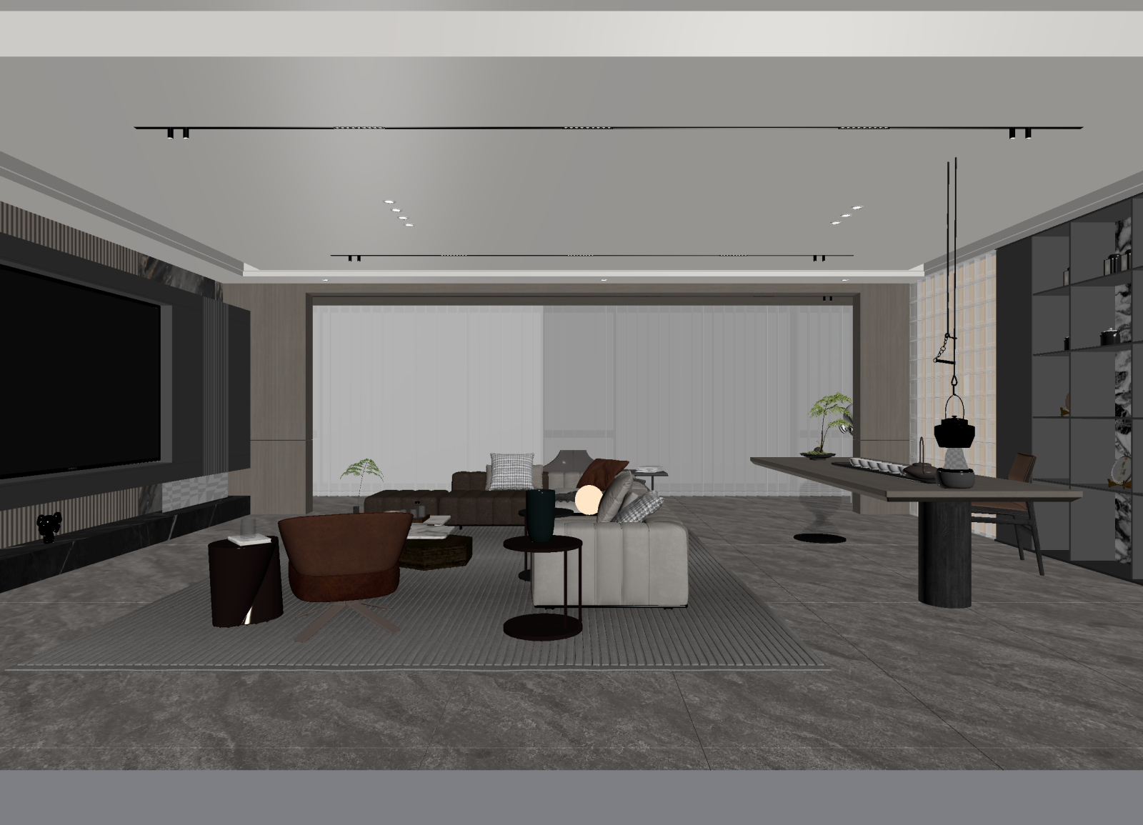 现代客餐厅3D模型下载【ID:1222035381】