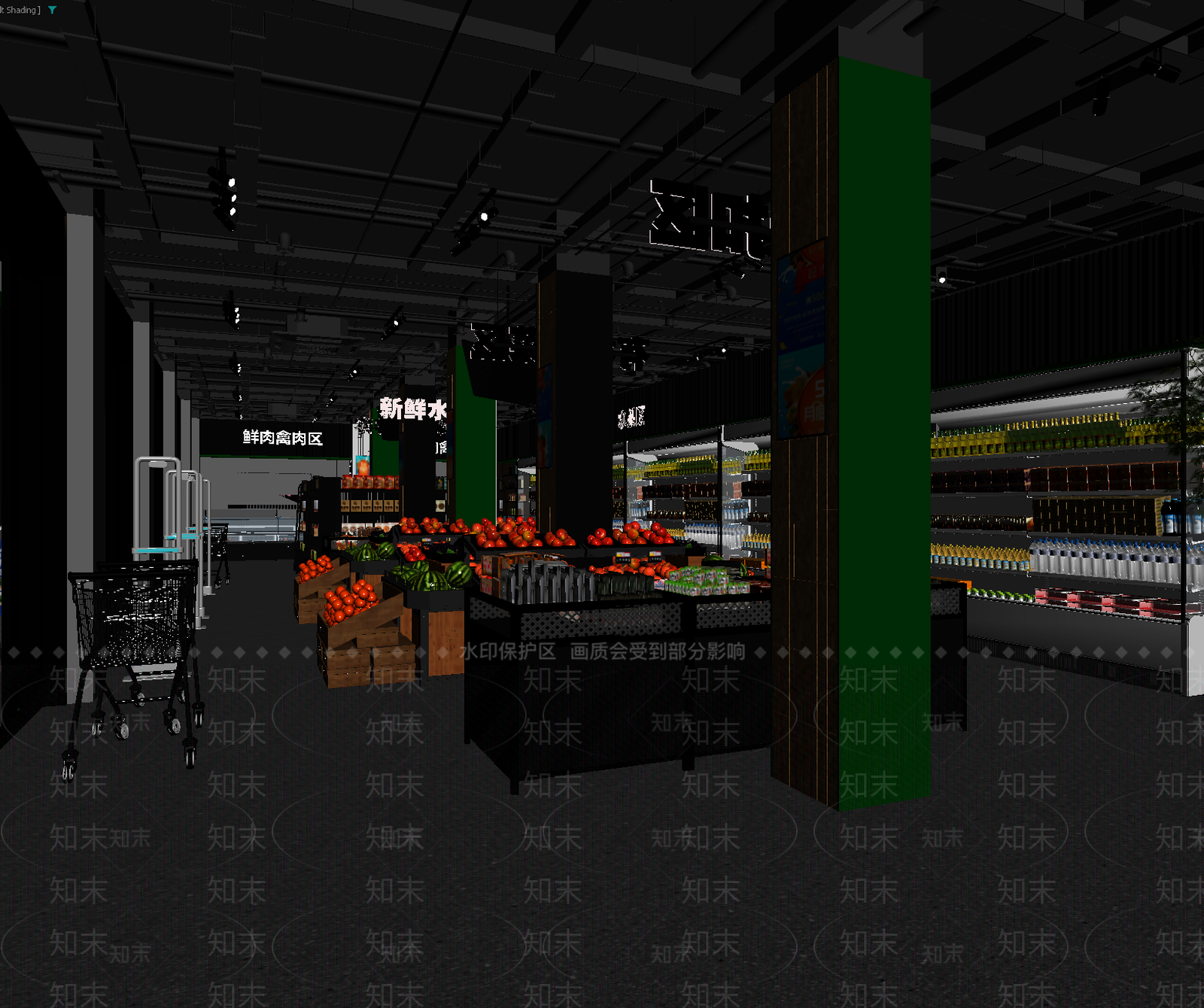 现代超市3D模型下载【ID:1213936458】