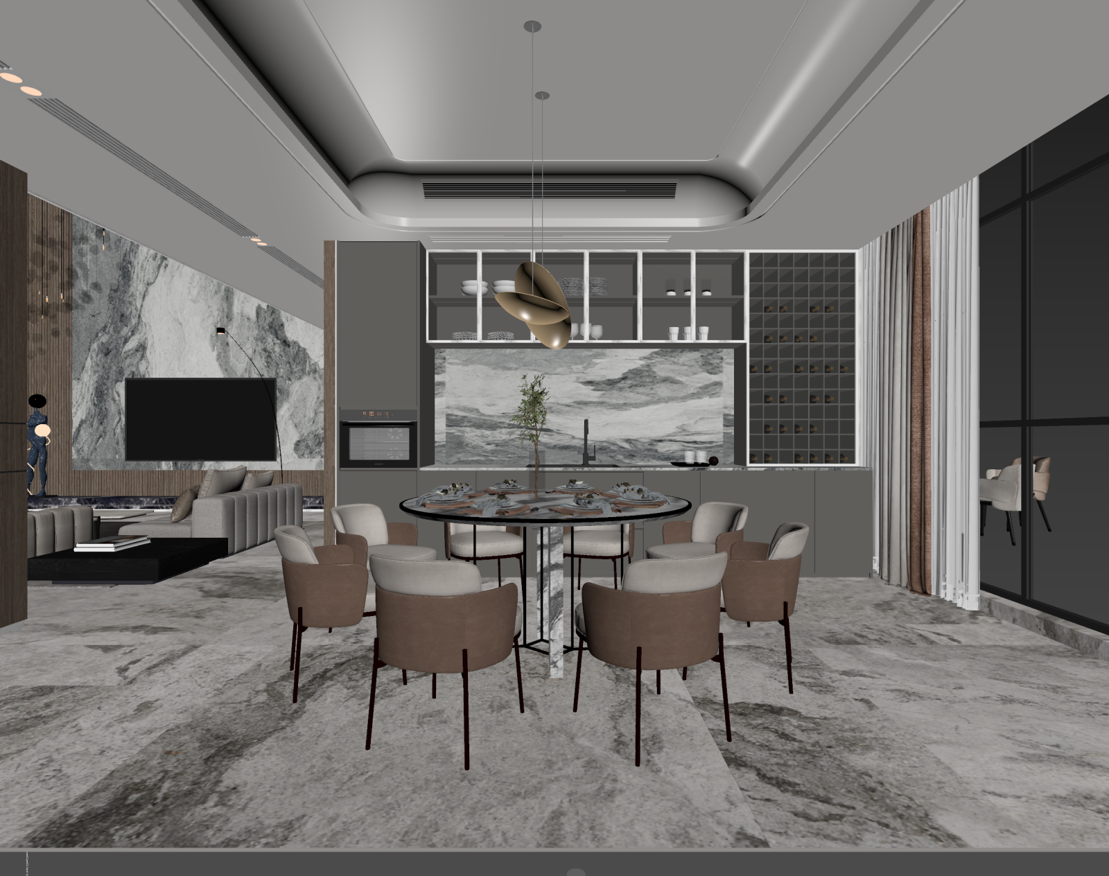 现代客餐厅3D模型下载【ID:1221656243】