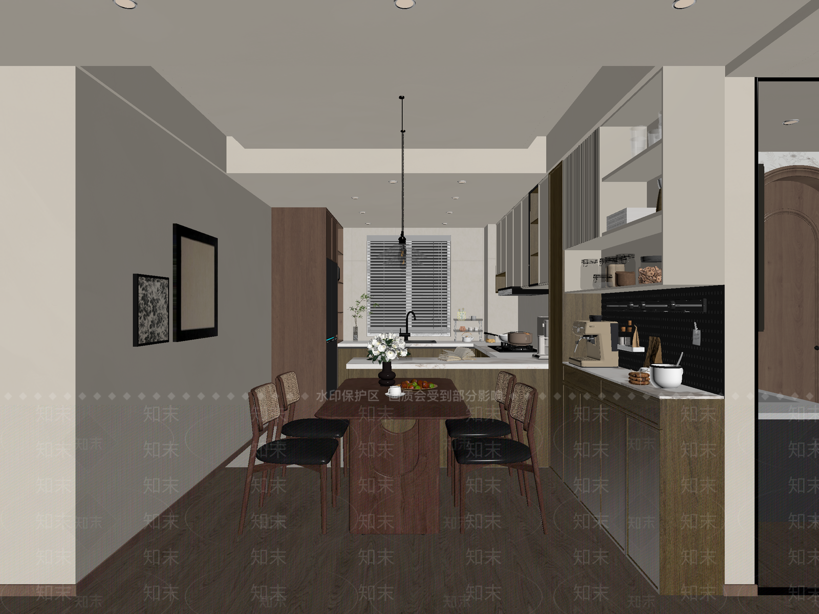 奶油开放式厨房3D模型下载【ID:1215118957】