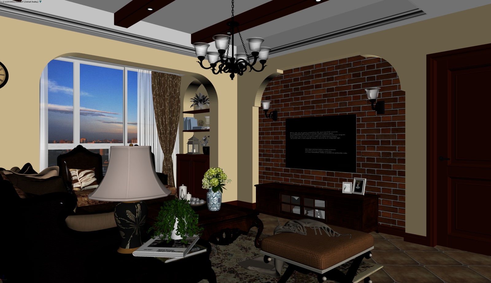 美式家居客厅3D模型下载【ID:1221504846】