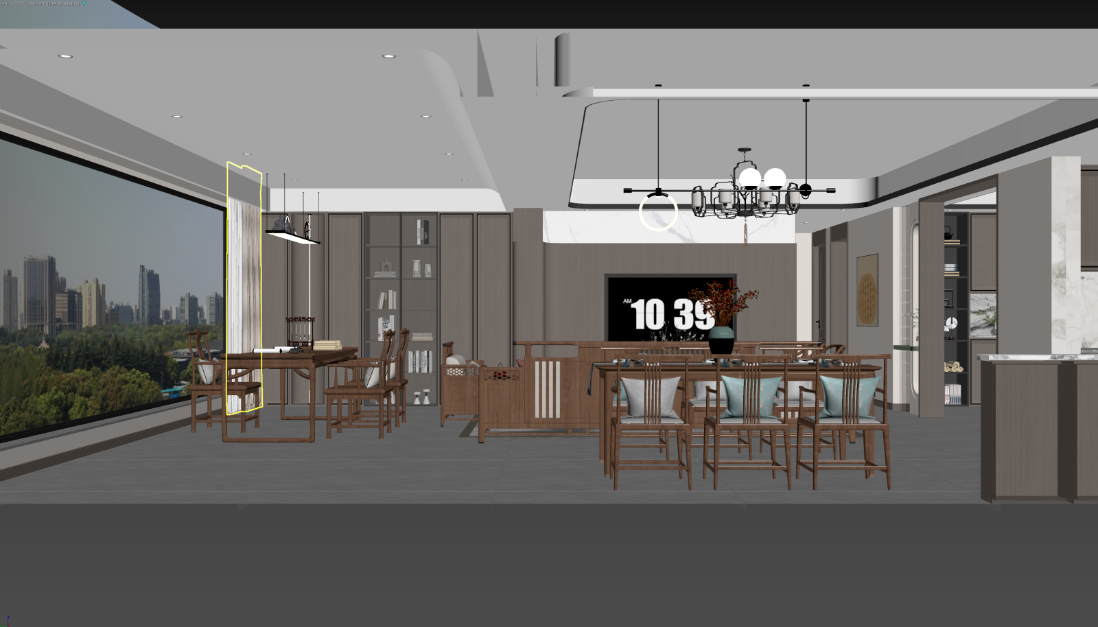 新中式客餐厅3D模型下载【ID:1221783097】