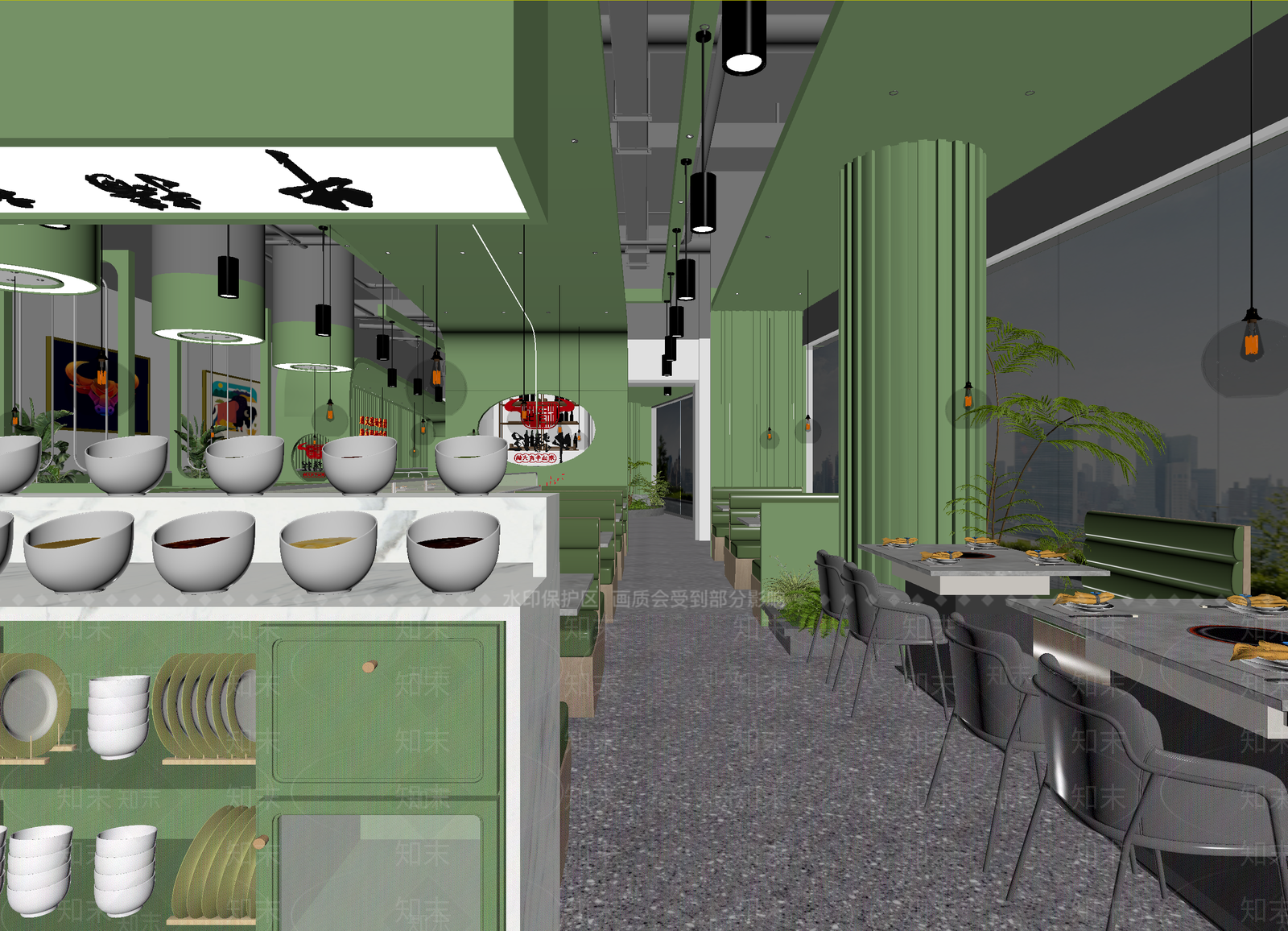 现代自助餐厅3D模型下载【ID:1214042719】