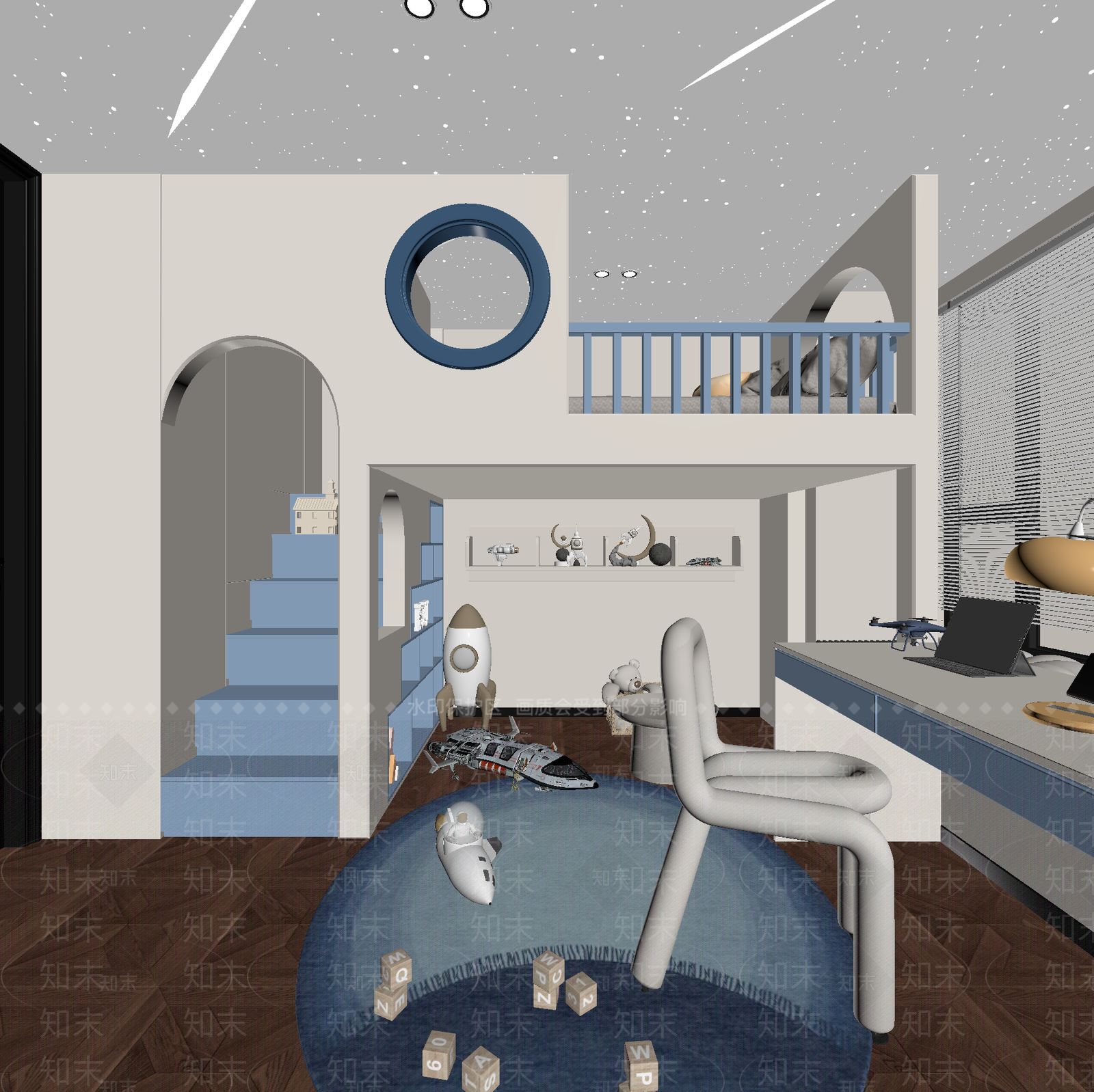 现代通用儿童房3D模型下载【ID:1215021211】