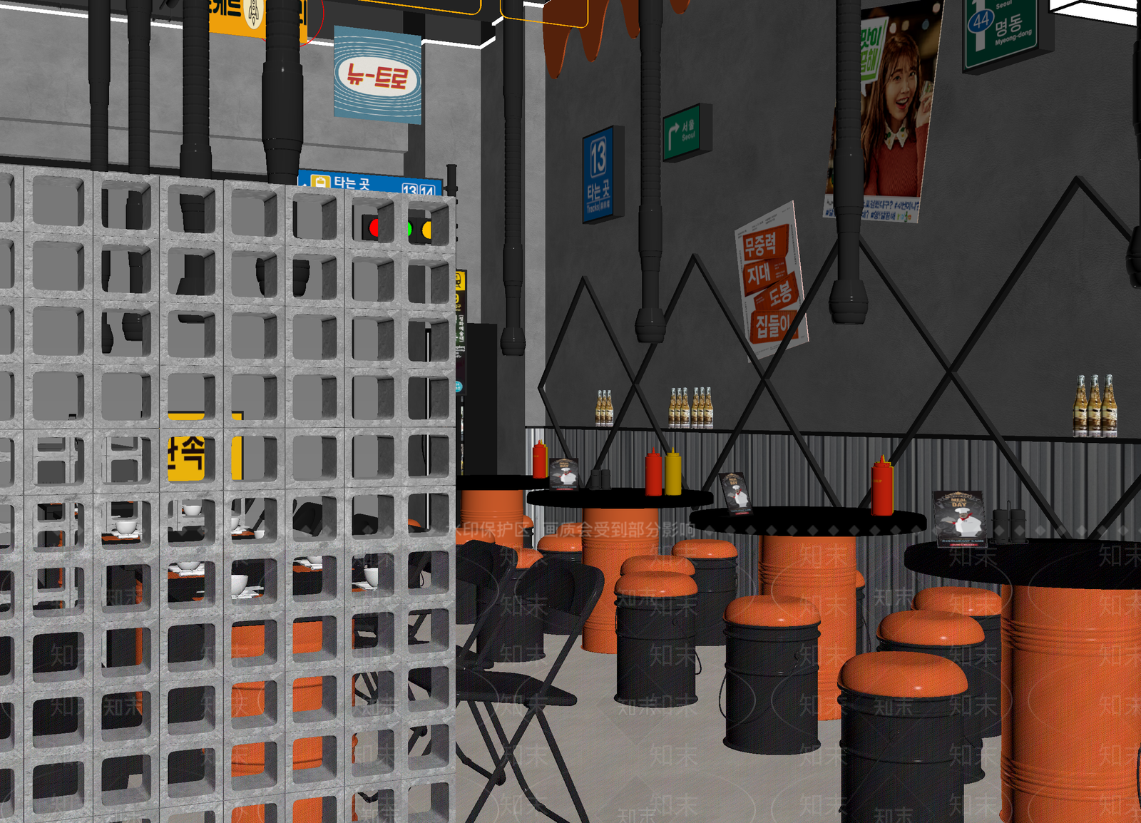 工业风酒吧3D模型下载【ID:1214116810】