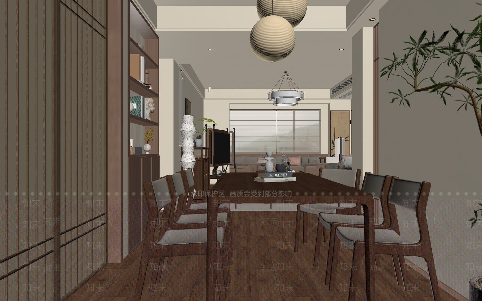 新中式家居餐厅3D模型下载【ID:1214816449】