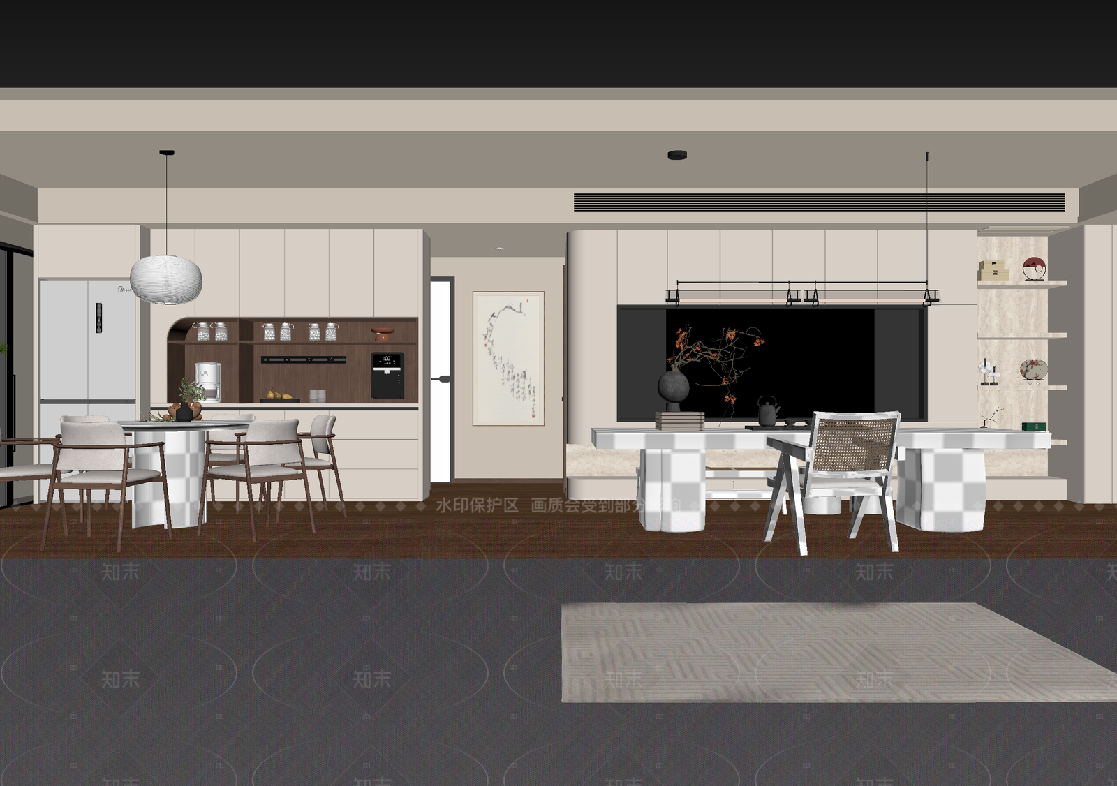 新中式客餐厅3D模型下载【ID:1214977601】