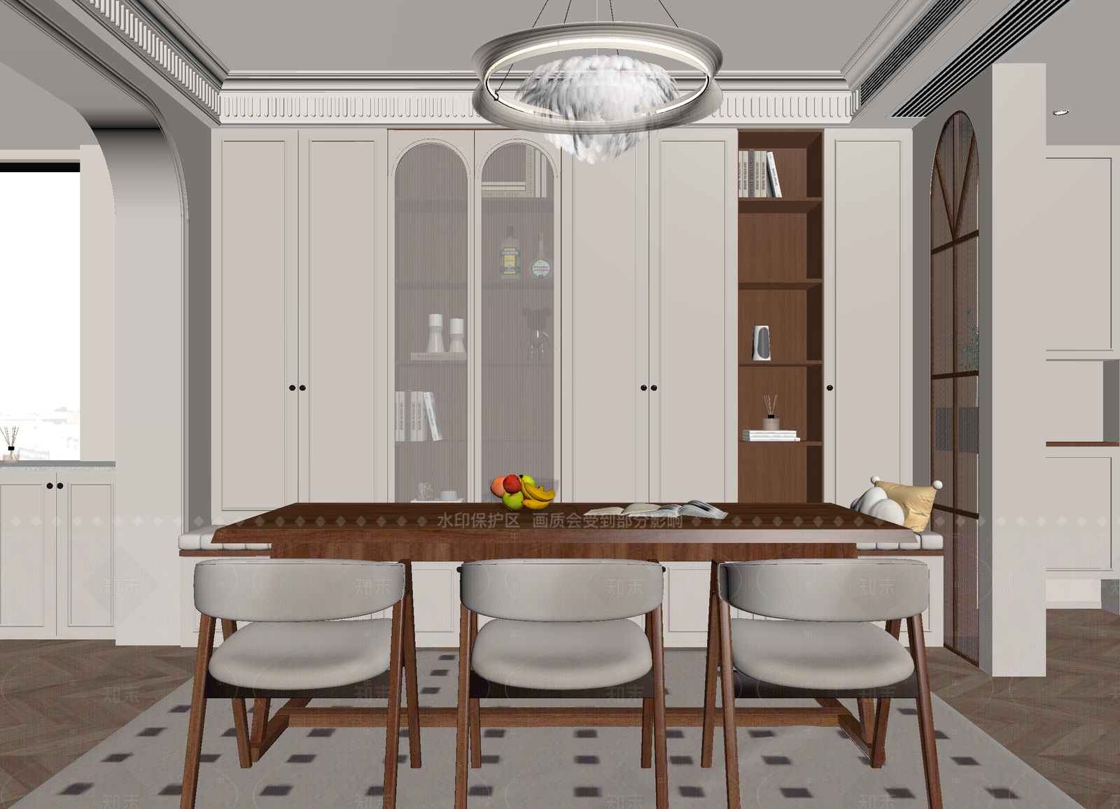 法式家居餐厅3D模型下载【ID:1214566452】