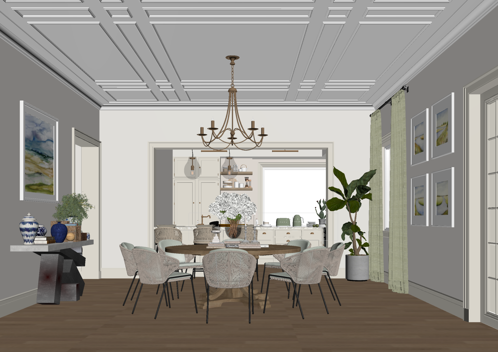 美式家居餐厅3D模型下载【ID:1222027973】