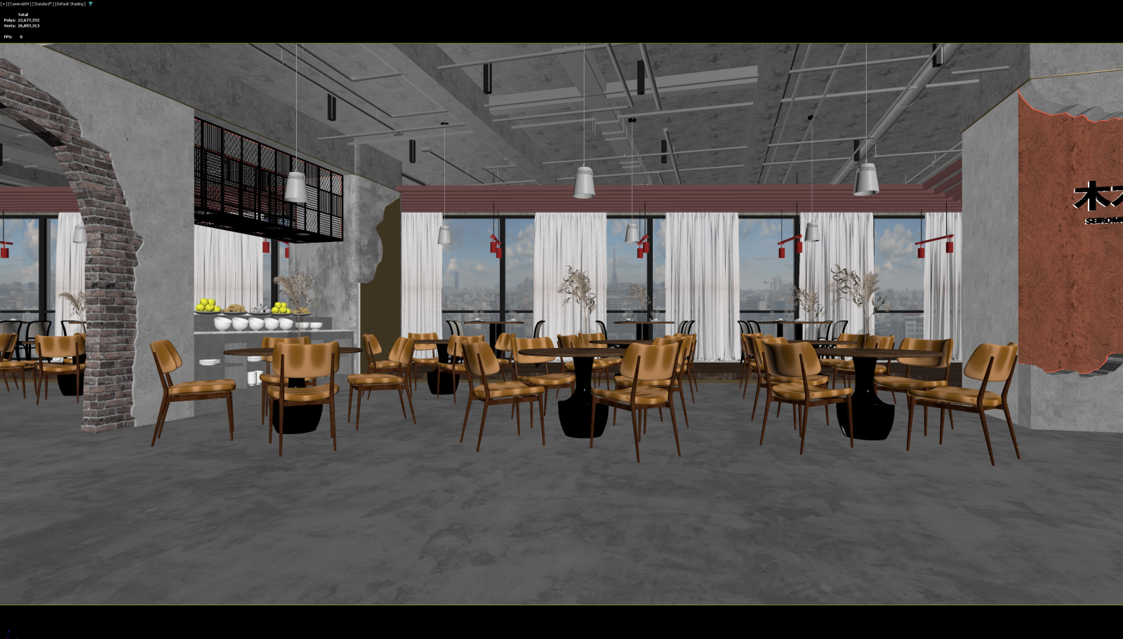 工业风酒店餐厅3D模型下载【ID:1222091023】