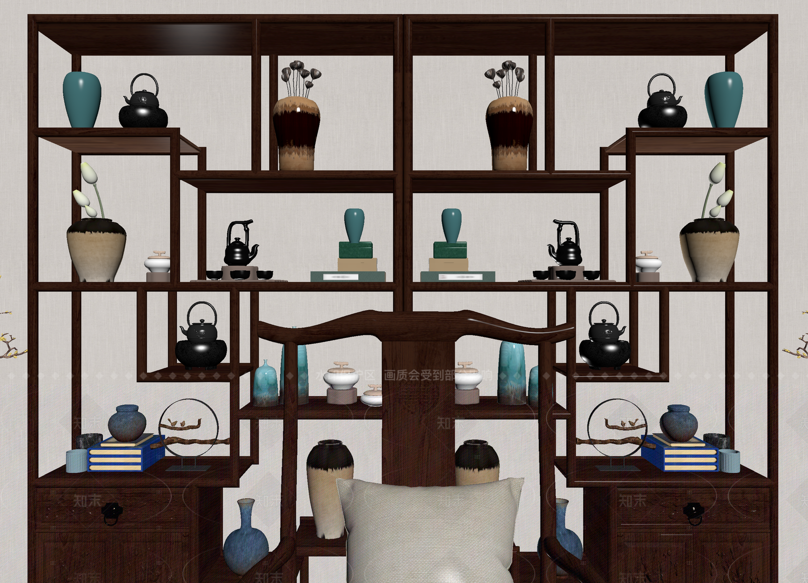 新中式博古架3D模型下载【ID:1214567274】