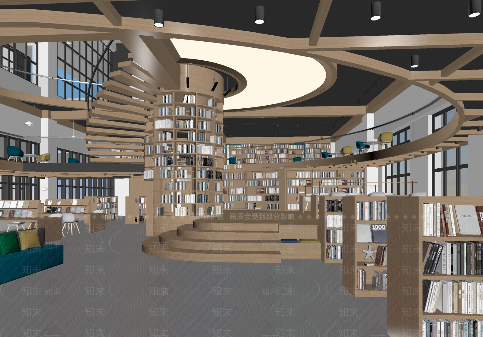 现代图书馆3D模型下载【ID:1214107696】