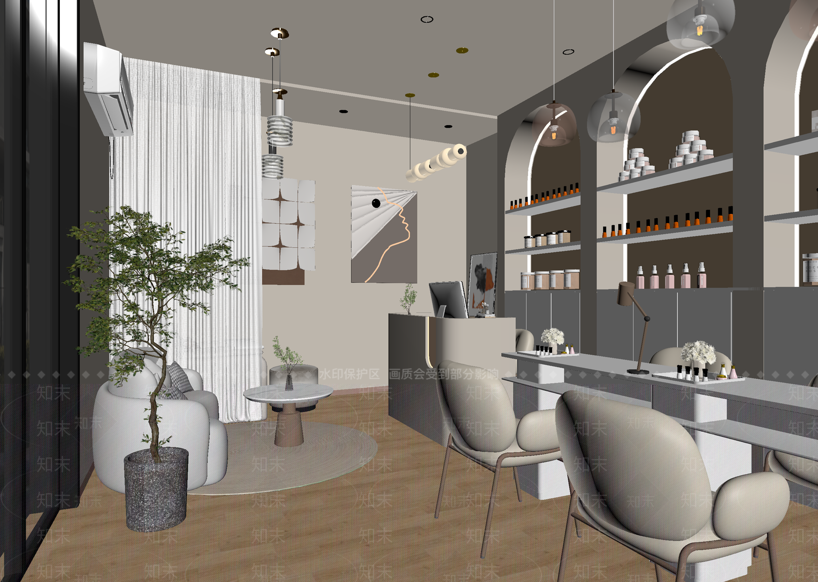 现代美容院3D模型下载【ID:1214395689】