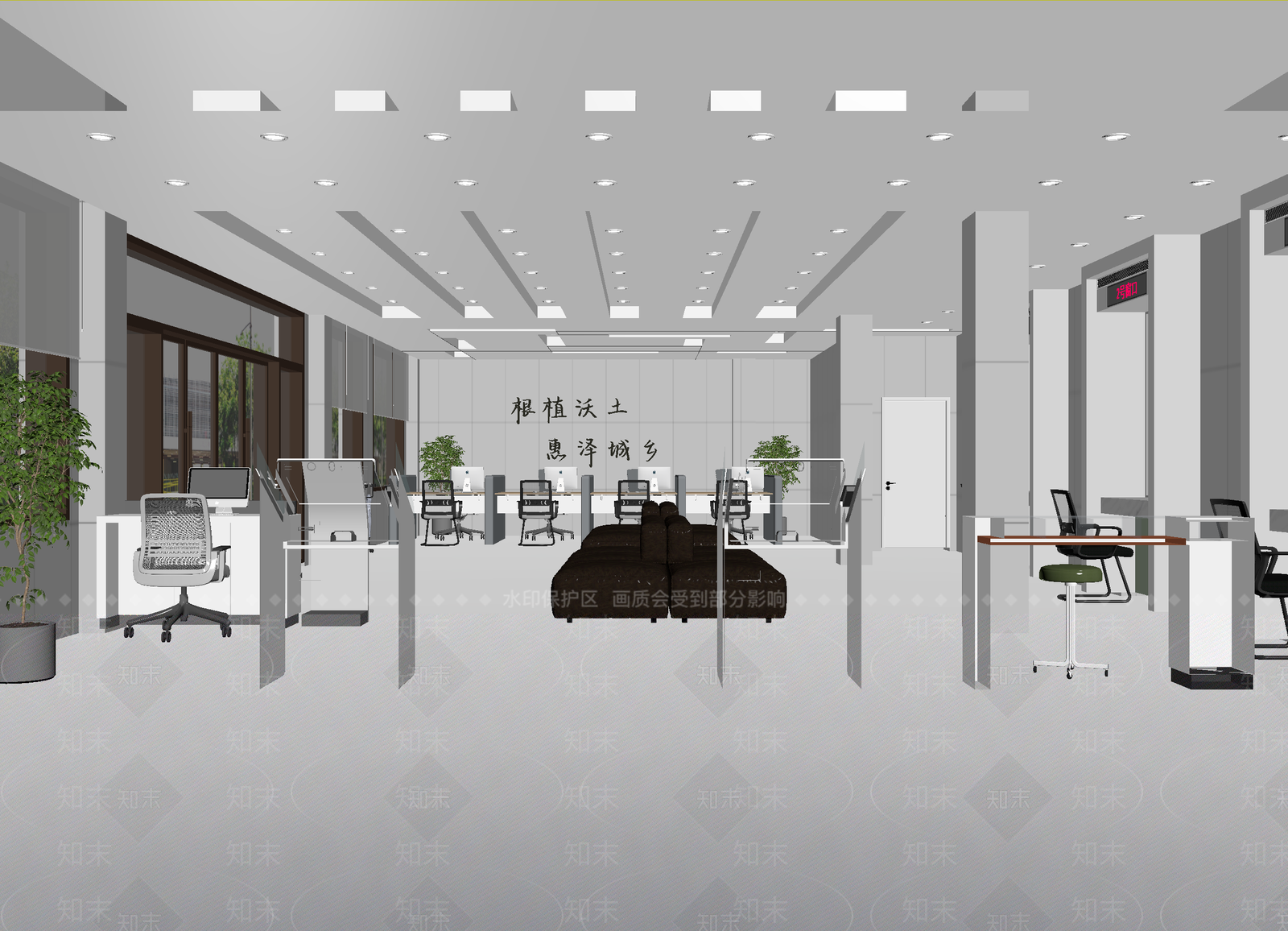 现代办公大厅3D模型下载【ID:1214459196】