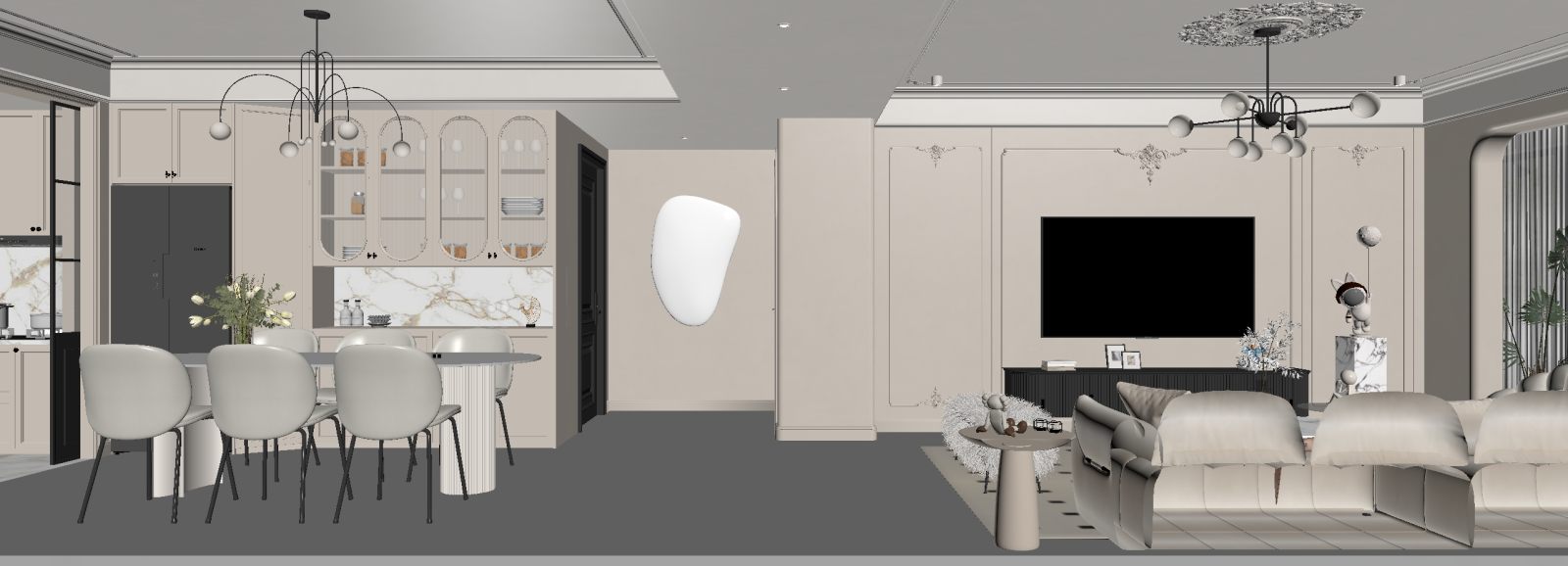 法式客餐厅3D模型下载【ID:1222091204】