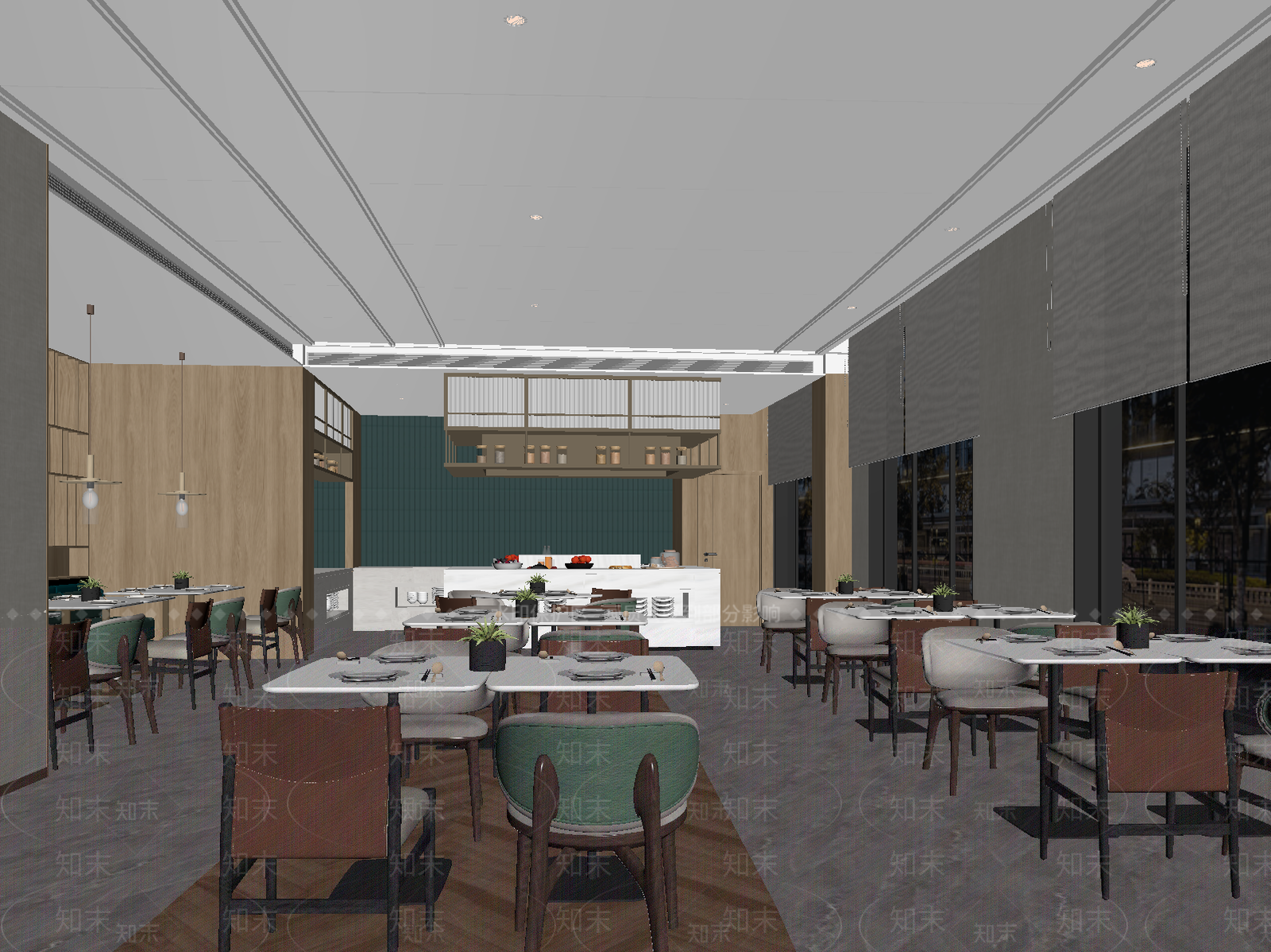 现代西餐厅3D模型下载【ID:1213969083】