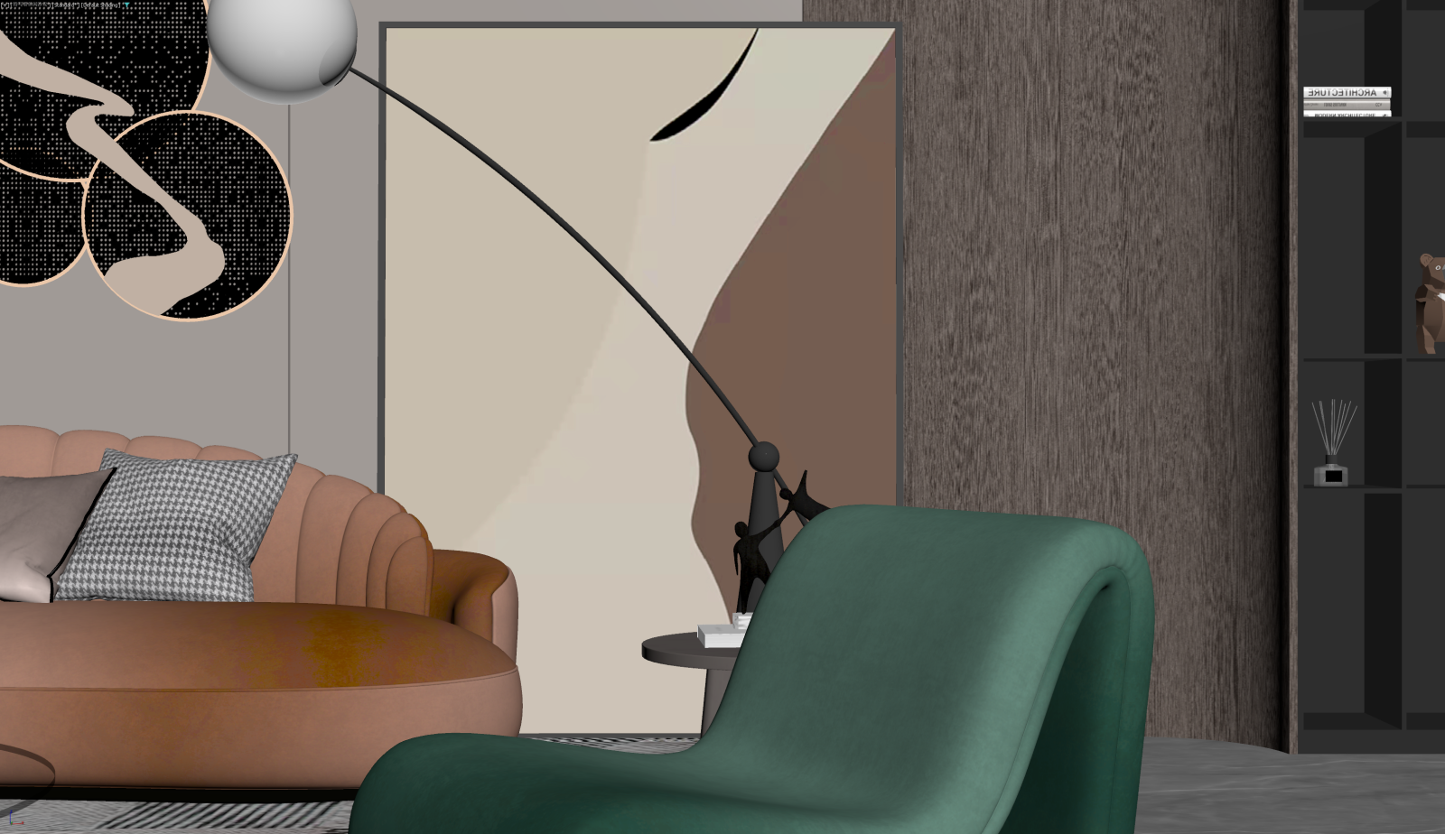 现代家居客厅3D模型下载【ID:1221623530】