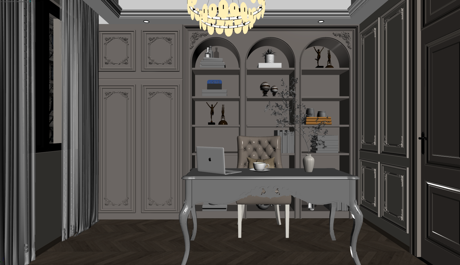 法式书房3D模型下载【ID:1221649483】