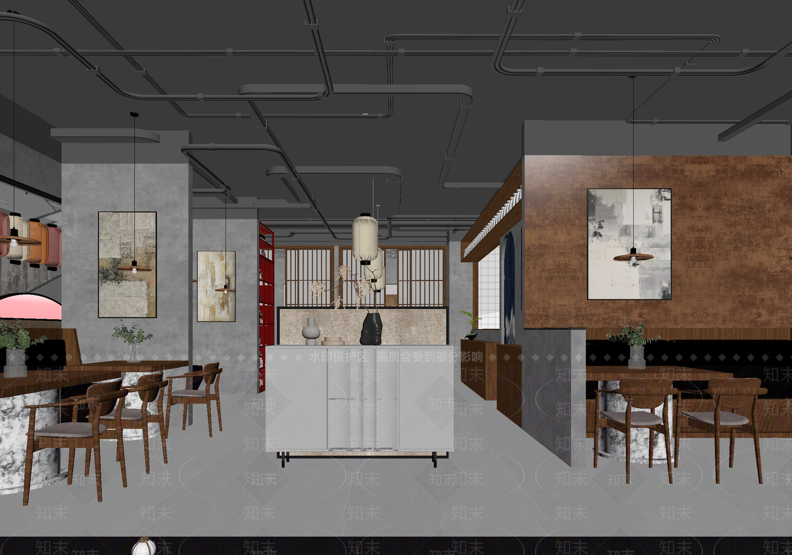 新中式咖啡厅3D模型下载【ID:1214161210】