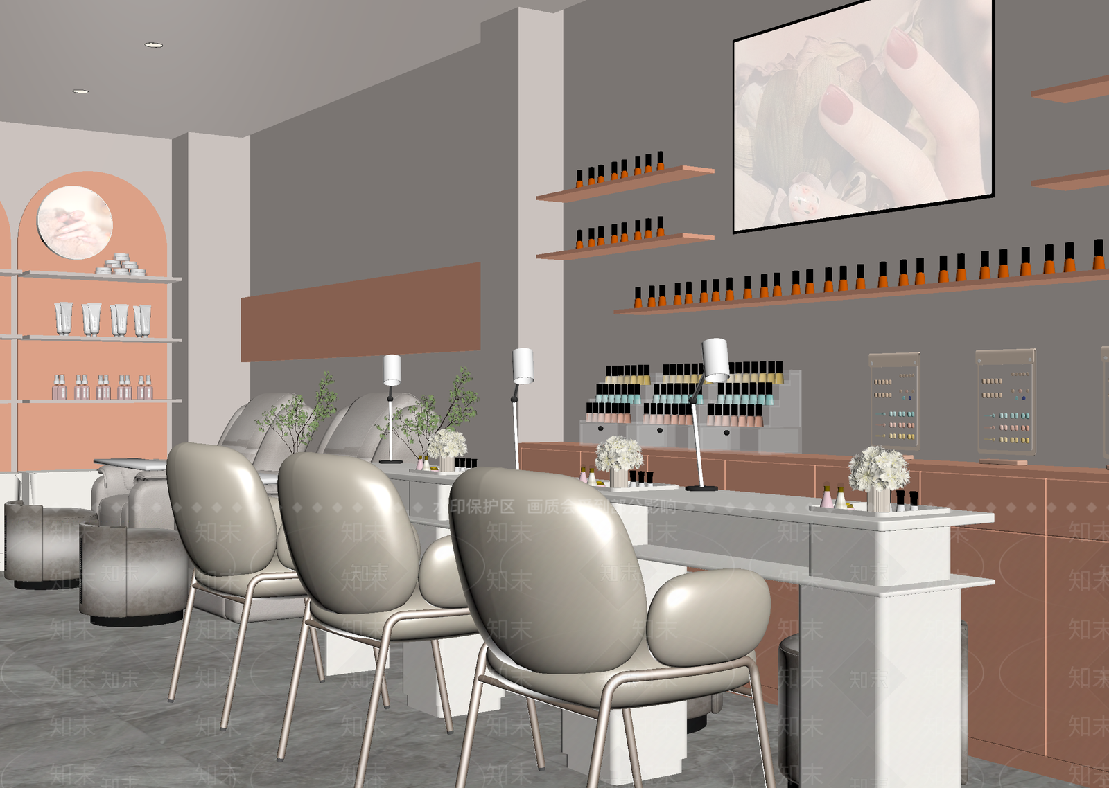 现代美甲店3D模型下载【ID:1214334047】