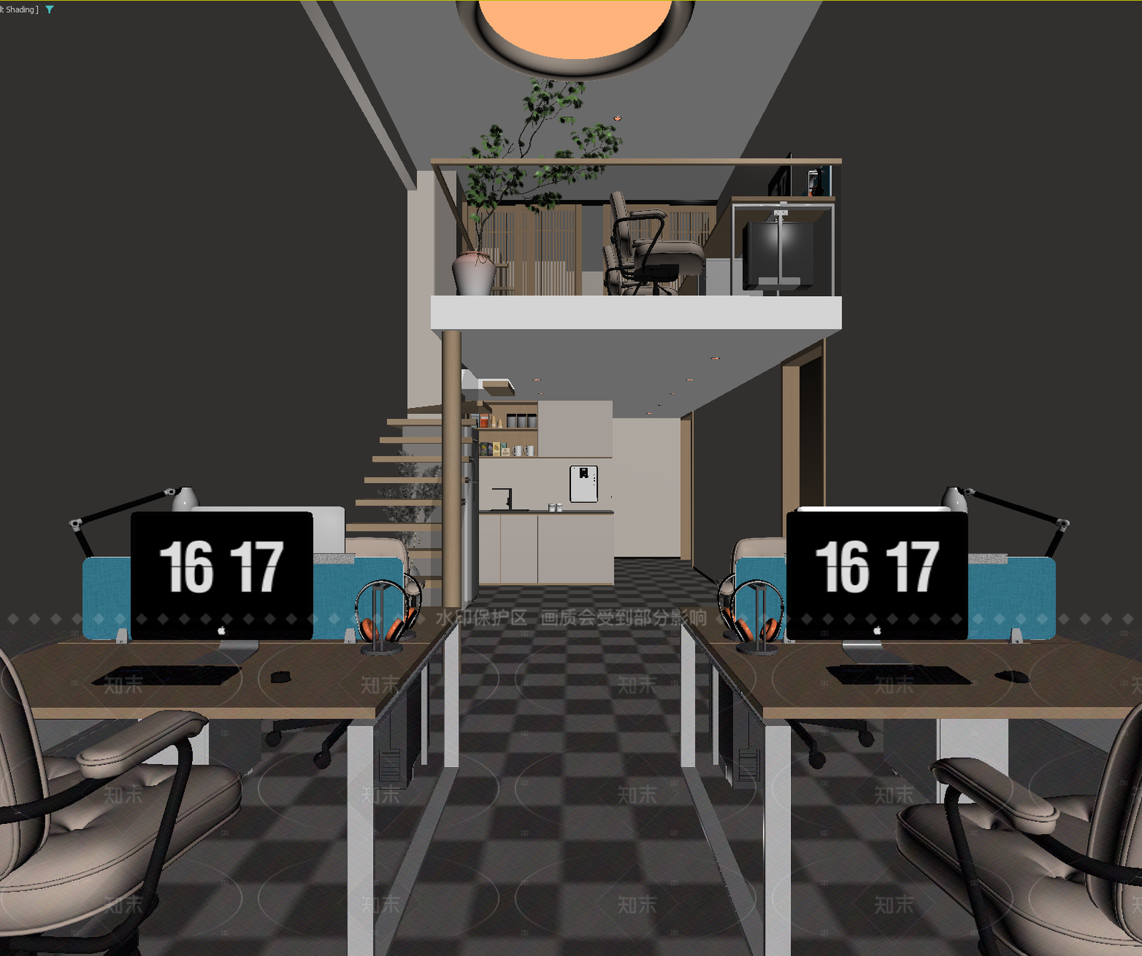 原木办公室3D模型下载【ID:1214621397】