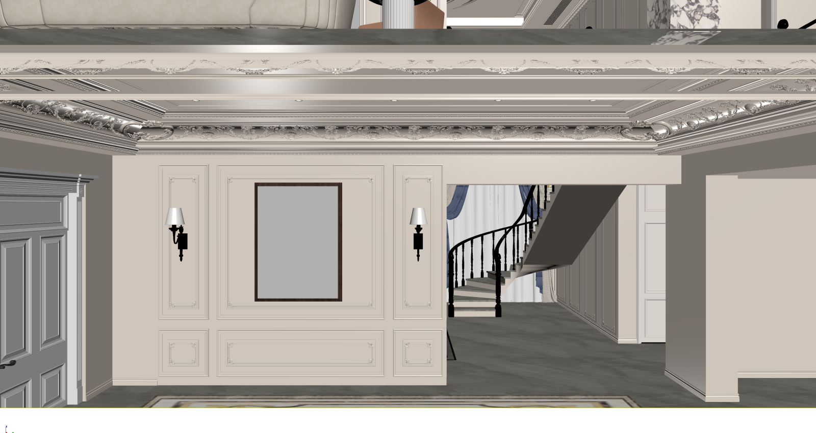 法式挑空客厅3D模型下载【ID:1221487492】