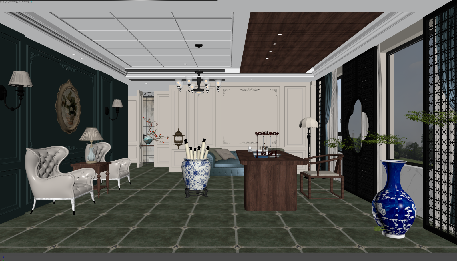 美式书房3D模型下载【ID:1222011722】