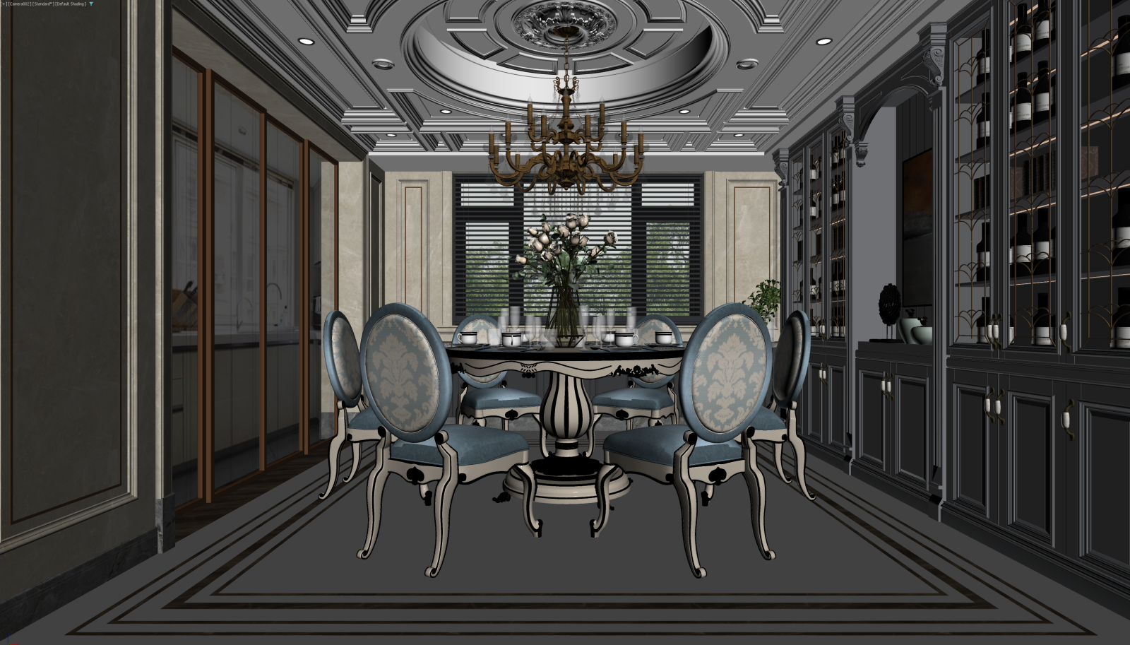 法式家居餐厅3D模型下载【ID:1222157138】