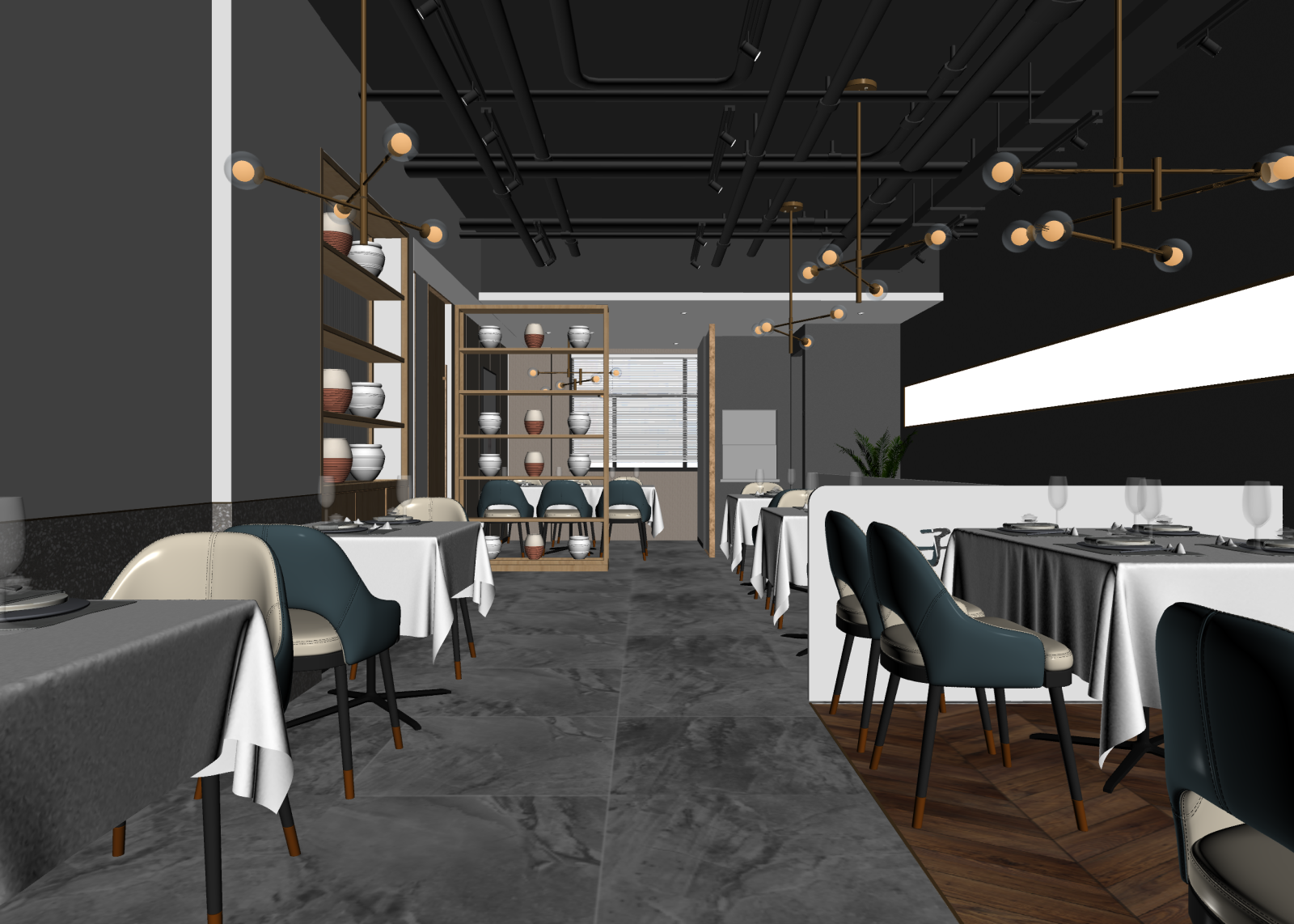 现代酒店餐厅3D模型下载【ID:1221636688】