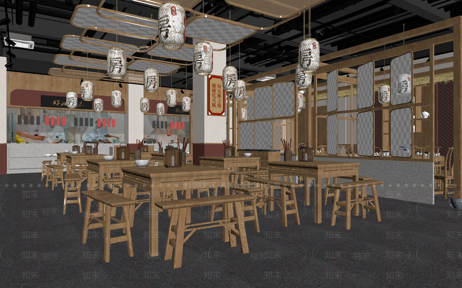 新中式火锅店3D模型下载【ID:1214023480】
