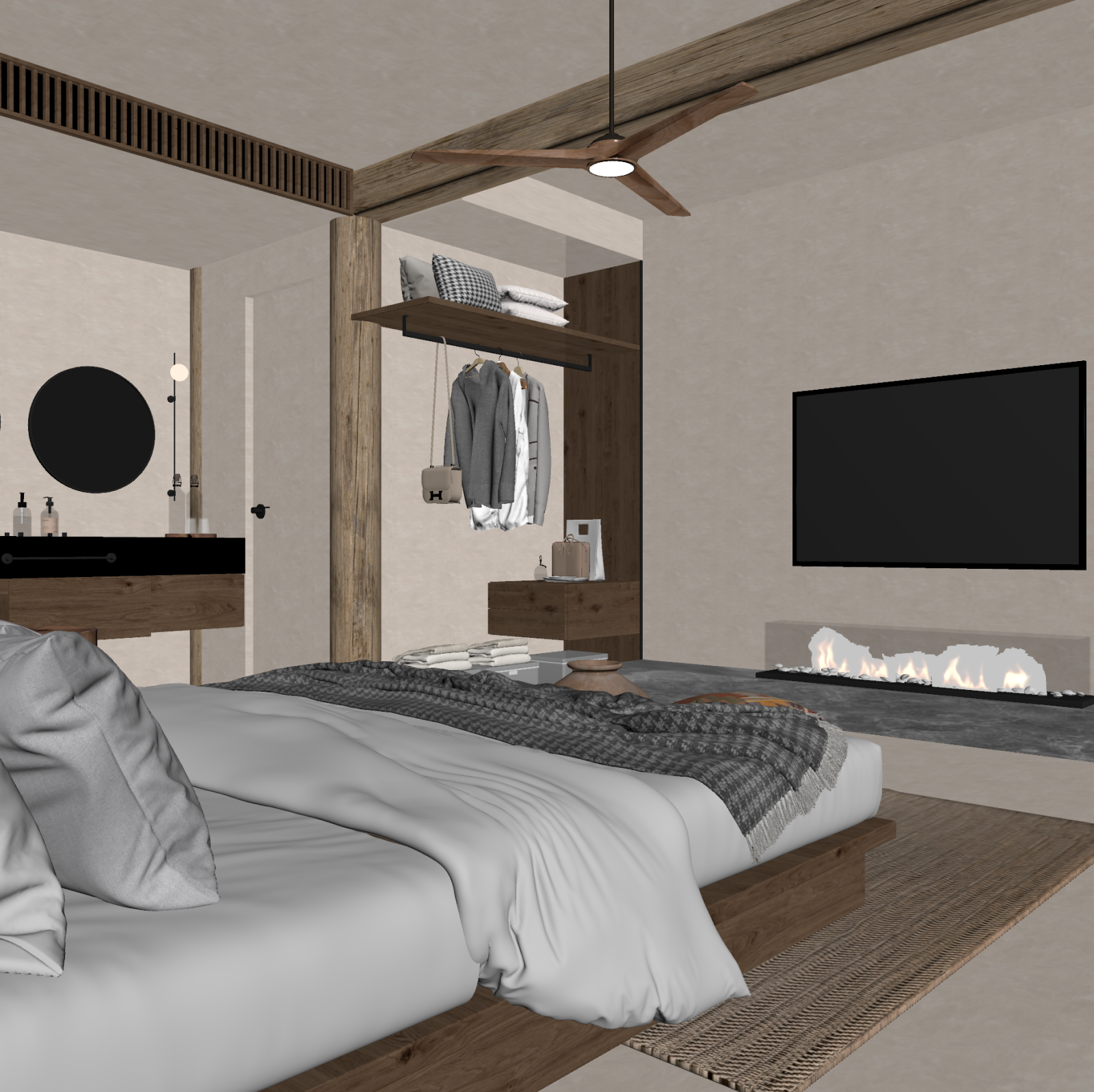 侘寂家居卧室3D模型下载【ID:1222016191】
