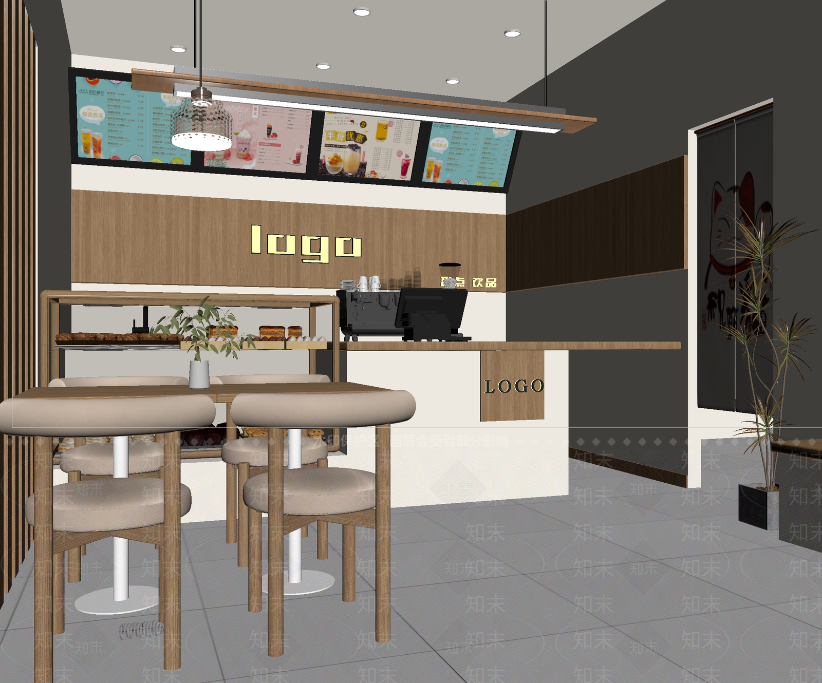 现代奶茶店3D模型下载【ID:1214439924】