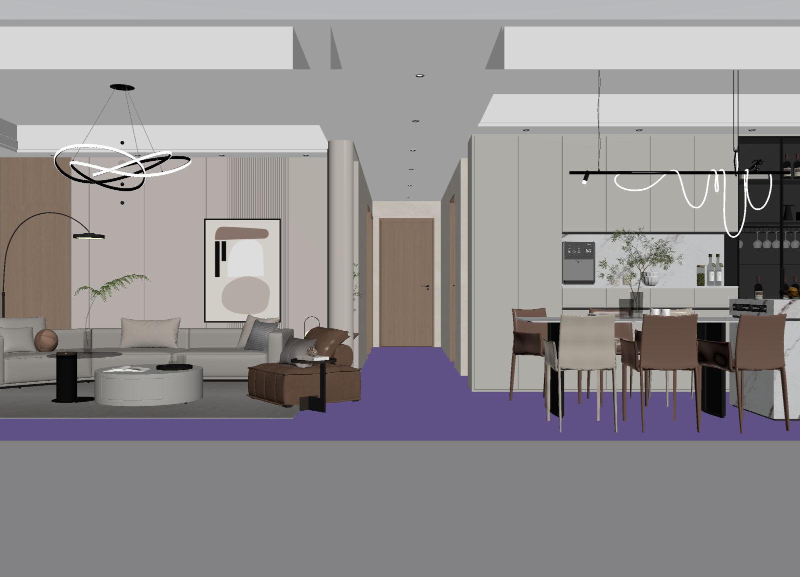 现代客餐厅3D模型下载【ID:1222007884】